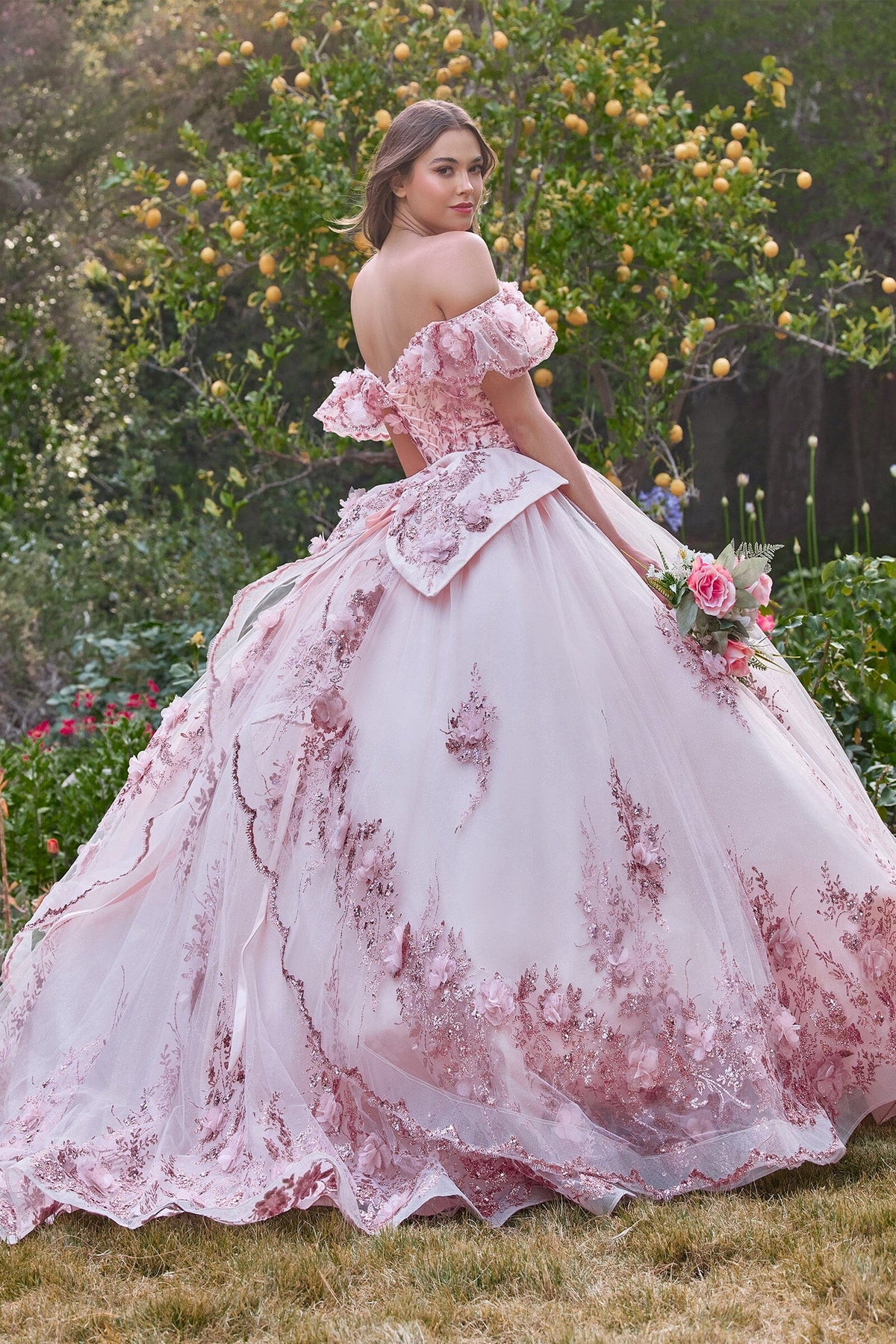 Glitter Print Off Shoulder Ball Gown by Ladivine 15701 - product image 13