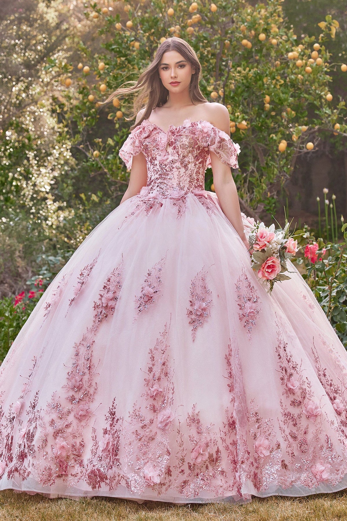 Glitter Print Off Shoulder Ball Gown by Ladivine 15701 - product image 12