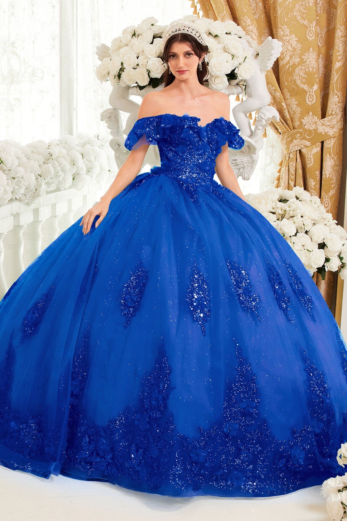 Glitter Print Off Shoulder Ball Gown by Ladivine 15701 - product image 15
