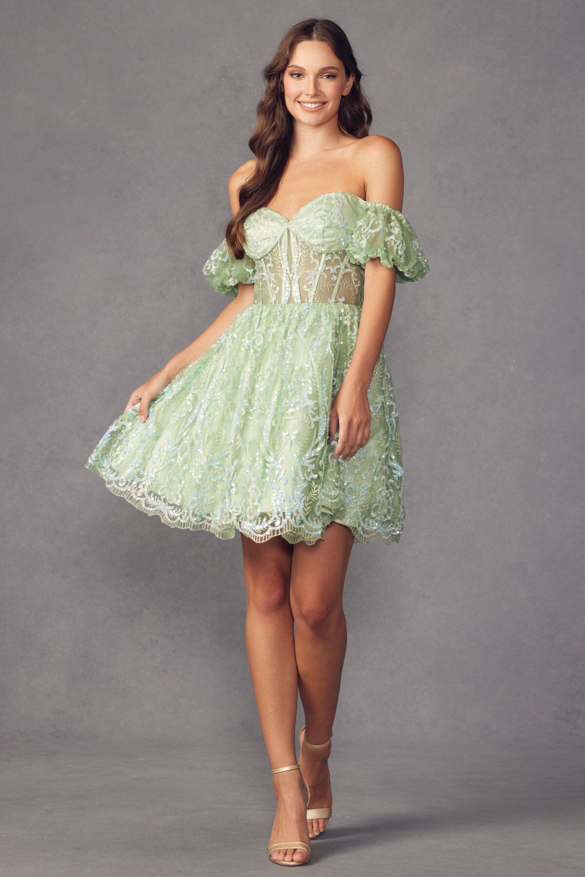 Glitter Print Short Off Shoulder Corset Dress by Juliet 891 - product image 4
