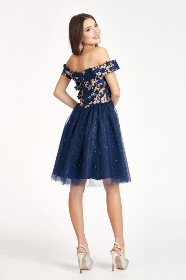 Glitter Print Short Off Shoulder Dress by Elizabeth K GS1978 - product image 2