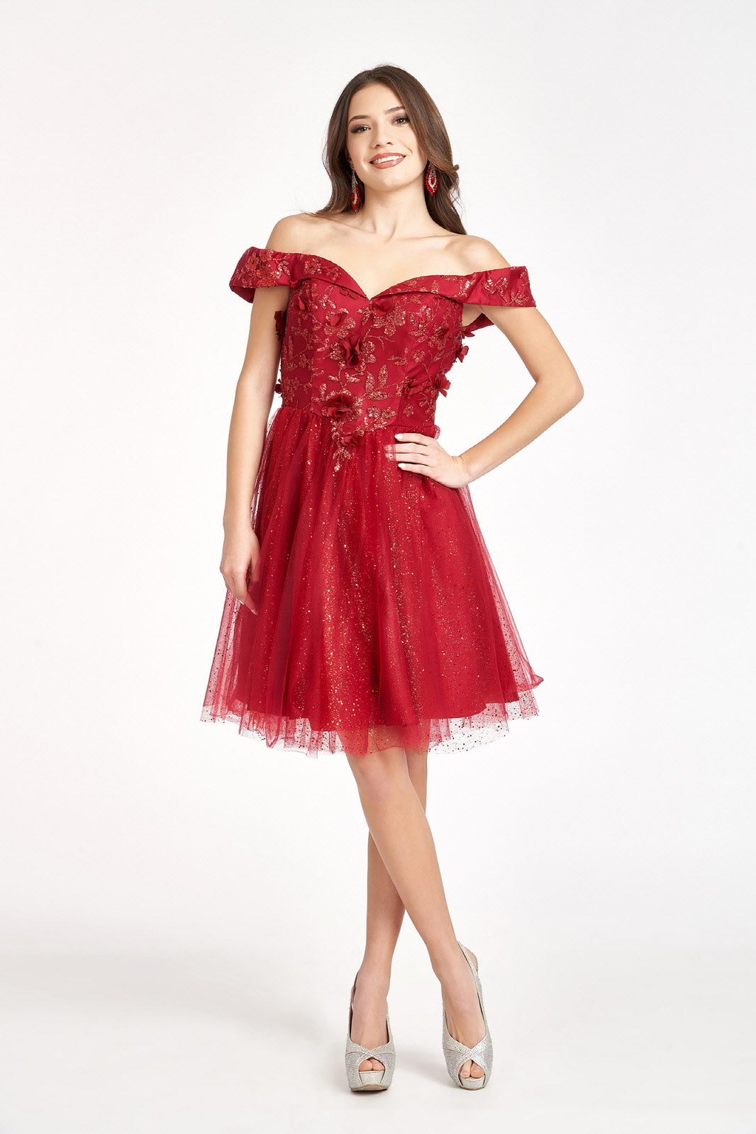 Glitter Print Short Off Shoulder Dress by Elizabeth K GS1978 - product image 9