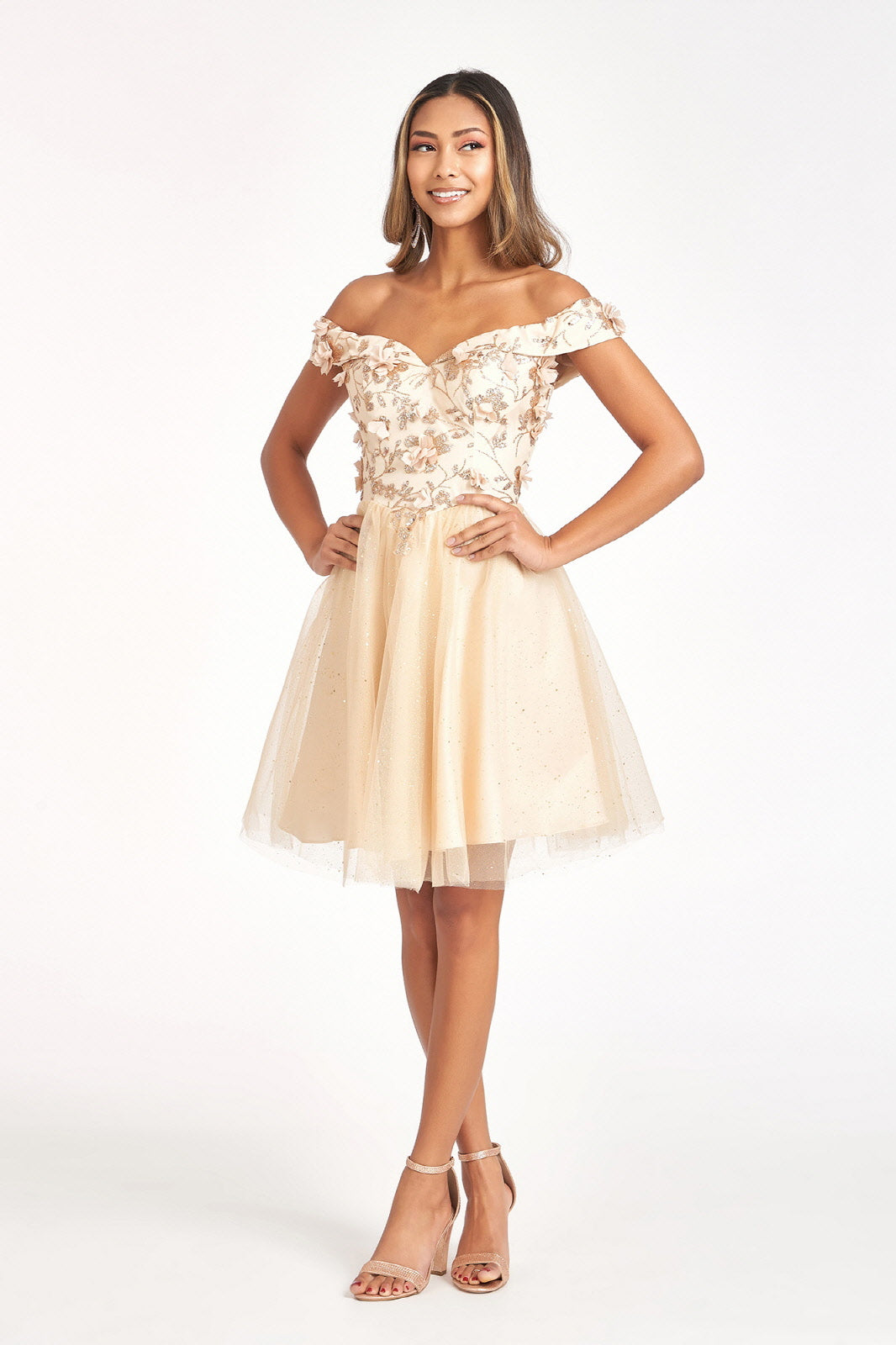 Glitter Print Short Off Shoulder Dress by Elizabeth K GS1978 - product image 5