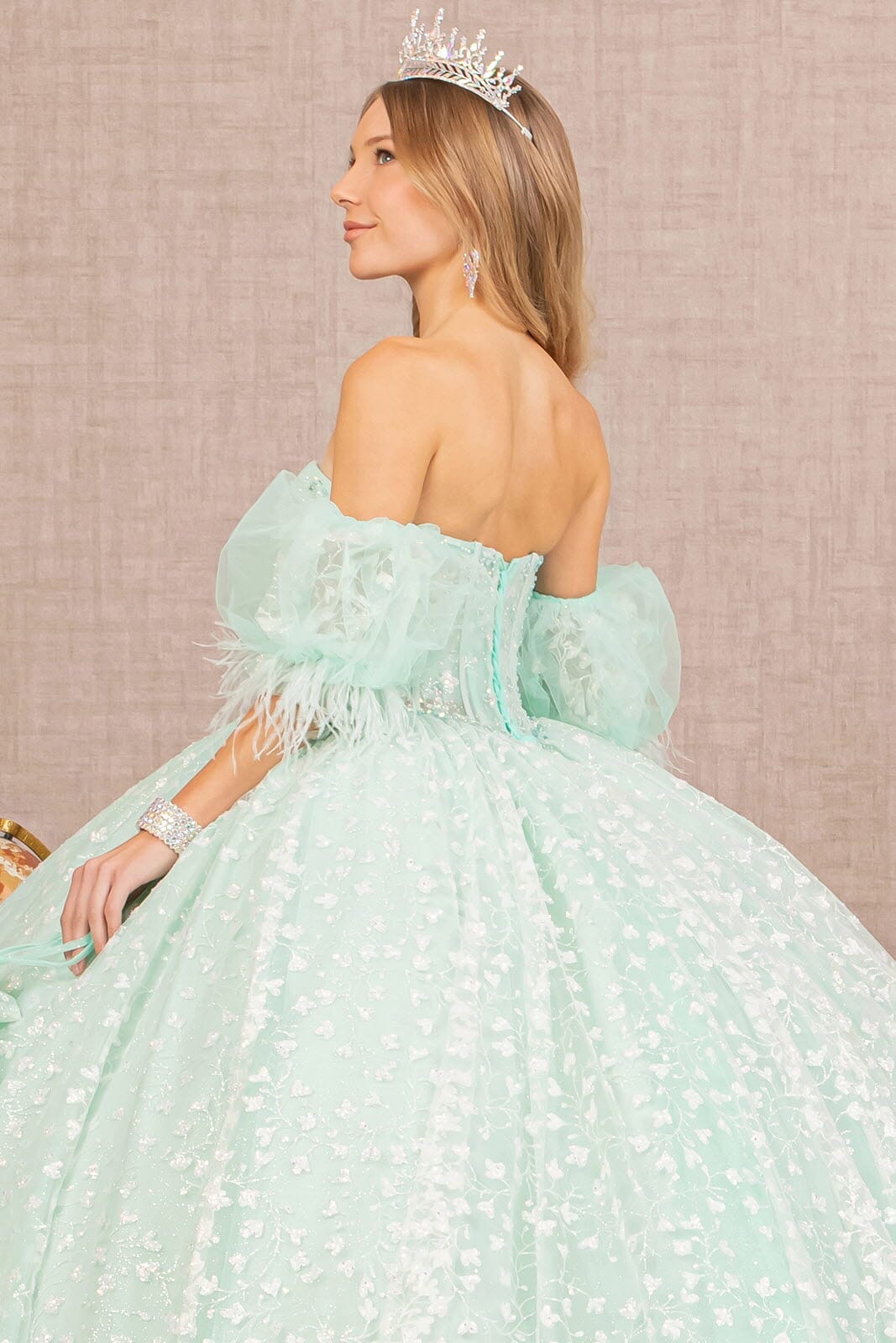 Glitter Print Sweetheart Ball Gown by Elizabeth K GL3176 - product image 4