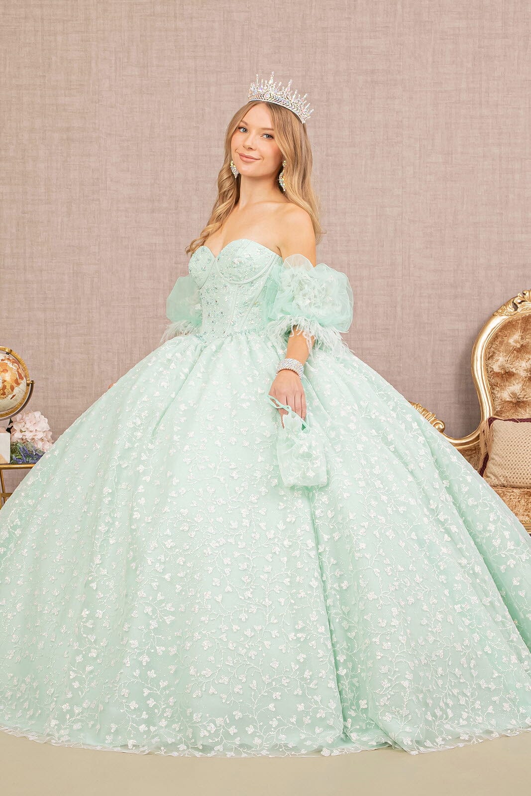 Glitter Print Sweetheart Ball Gown by Elizabeth K GL3176 - product image 5