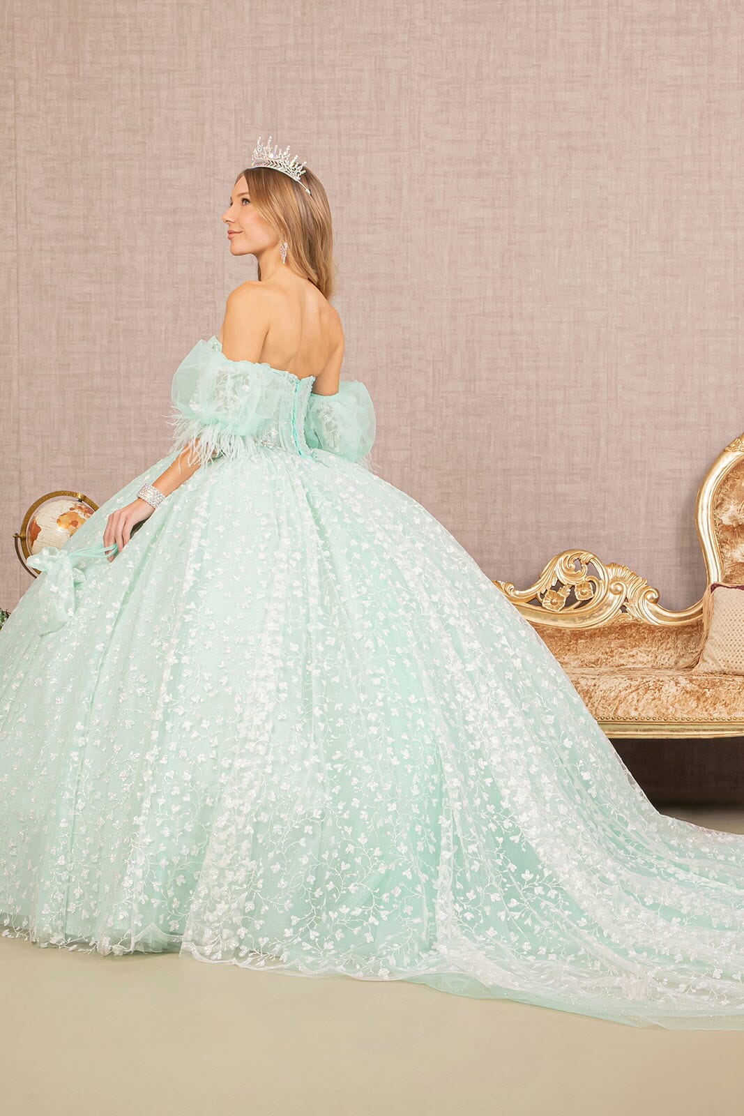 Glitter Print Sweetheart Ball Gown by Elizabeth K GL3176 - product image 2