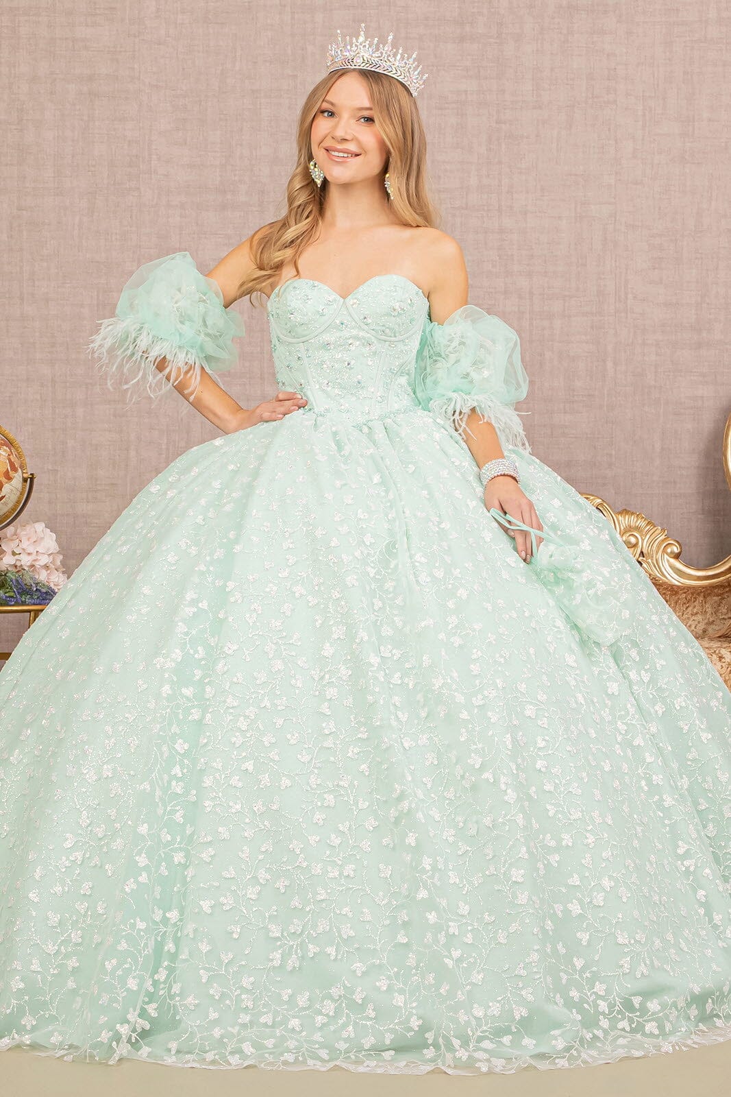 Glitter Print Sweetheart Ball Gown by Elizabeth K GL3176 - product image 1