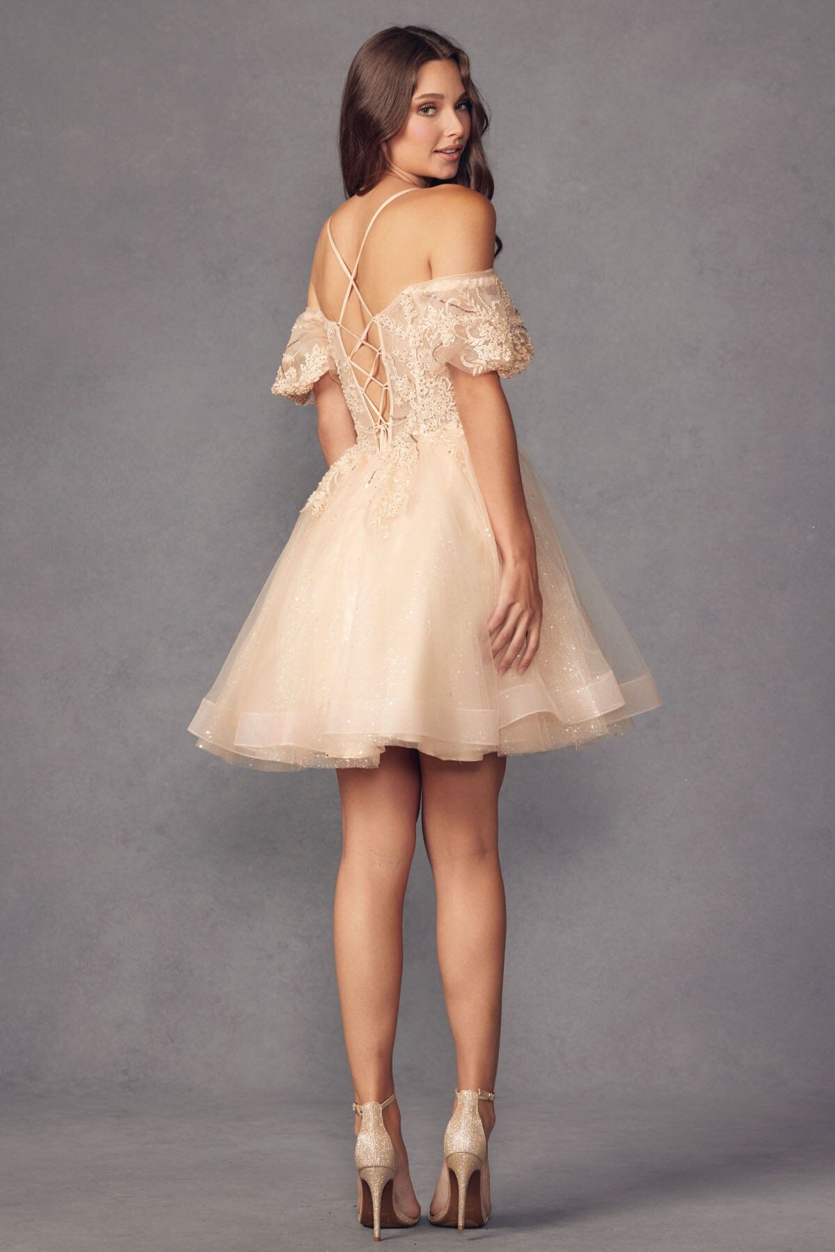 Glitter Short Off Shoulder Short Sleeve Dress by Juliet 886 - product image 8