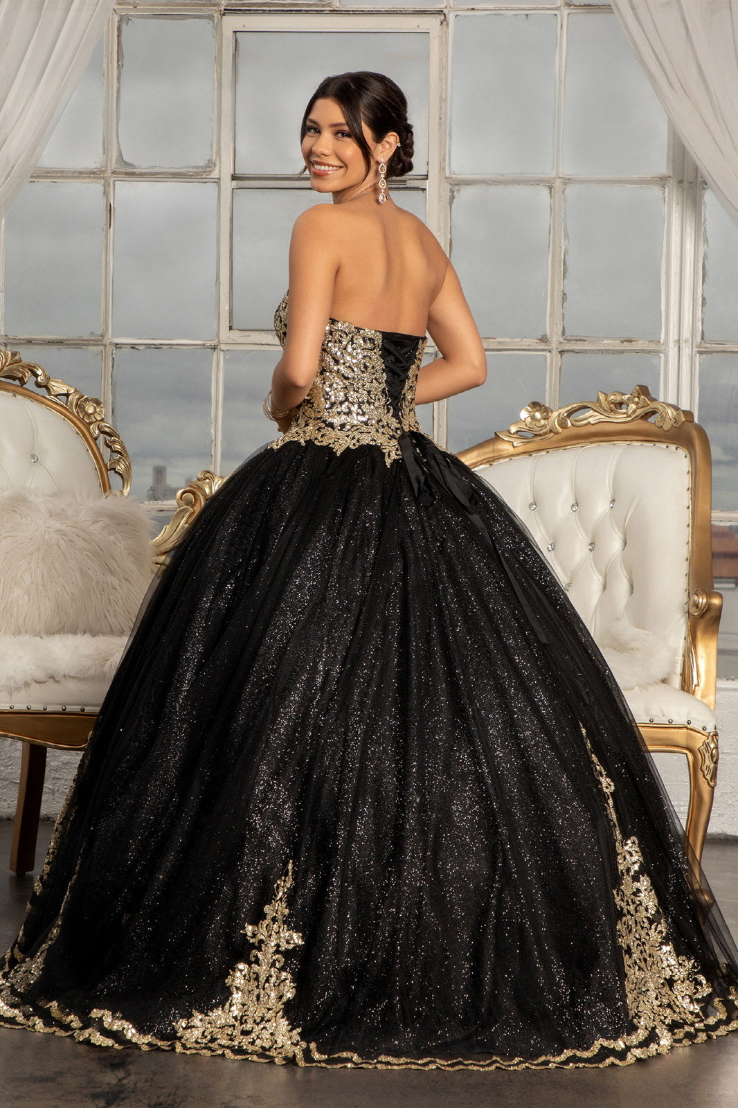 Glitter Strapless Ball Gown by Elizabeth K GL3022 - product image 2