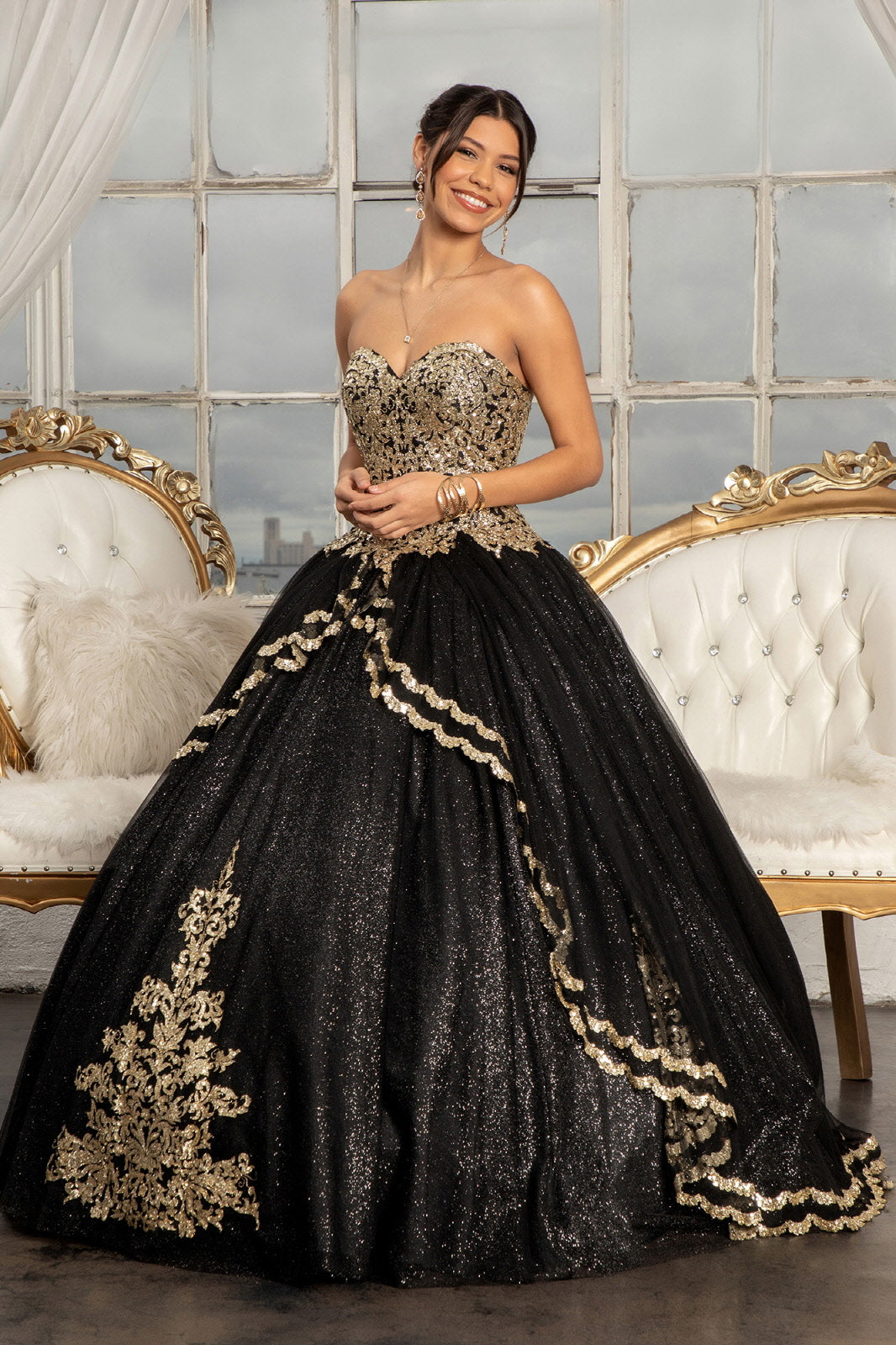 Glitter Strapless Ball Gown by Elizabeth K GL3022 - product image 1