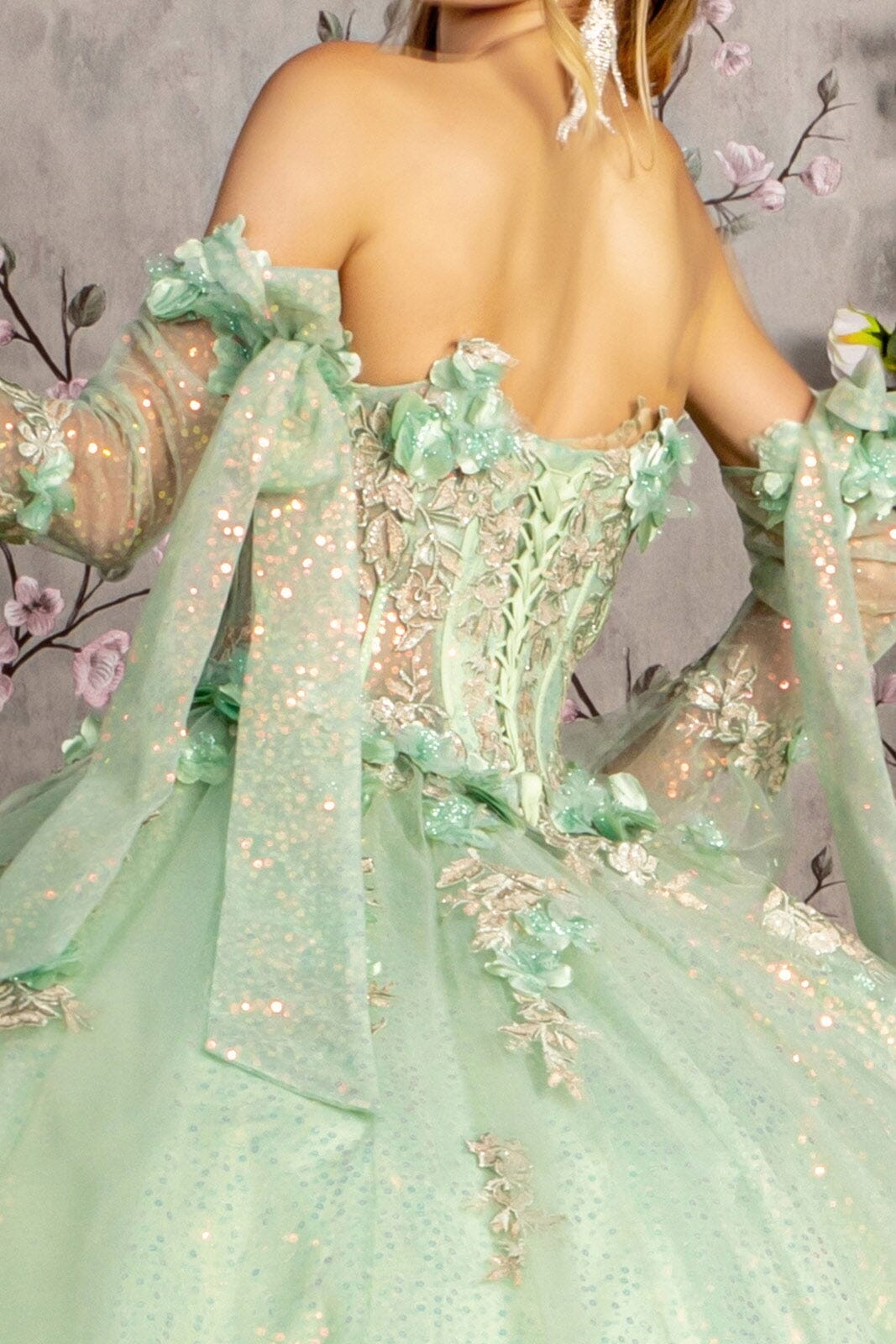 Glitter Strapless Bell Sleeve Ball Gown by GLS Gloria GL3486 - product image 4