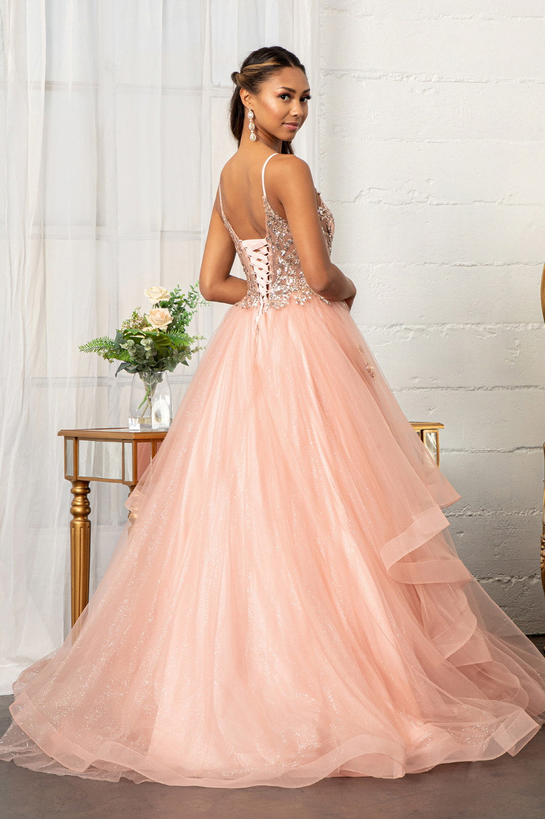 Glitter V-Neck Ball Gown by Elizabeth K GL3021 - product image 6