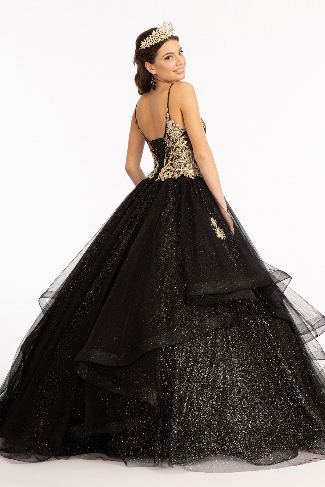 Glitter V-Neck Ball Gown by Elizabeth K GL3021 - product image 2