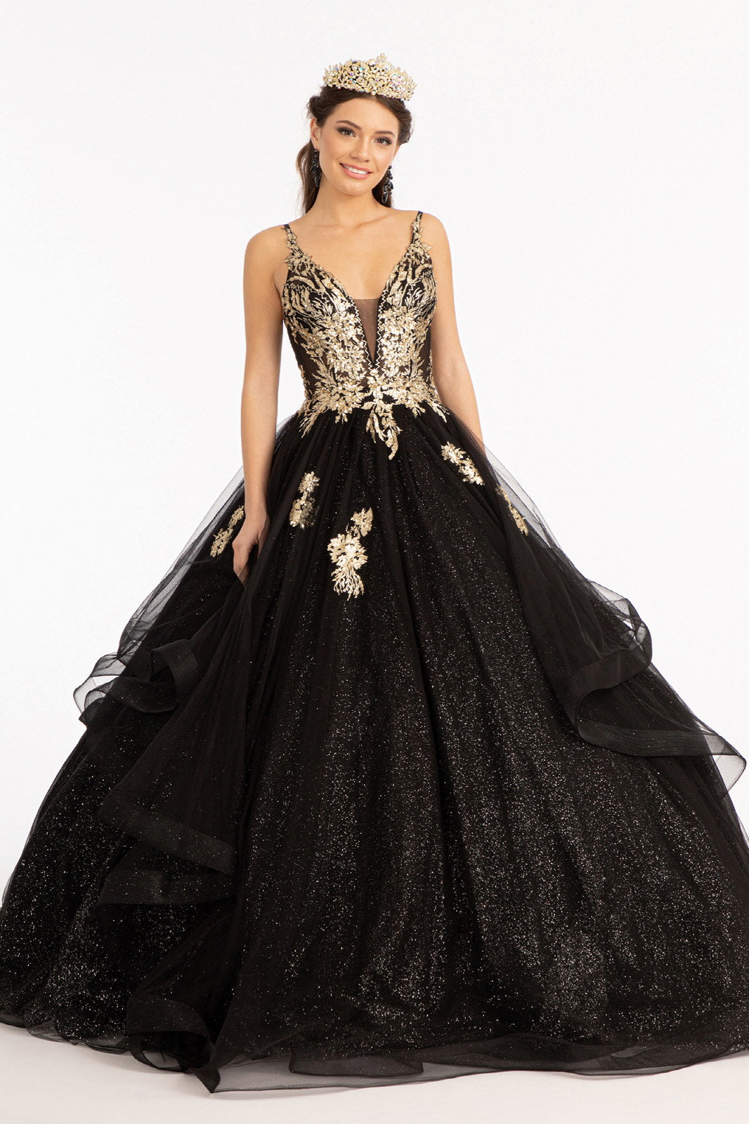 Glitter V-Neck Ball Gown by Elizabeth K GL3021 - product image 1