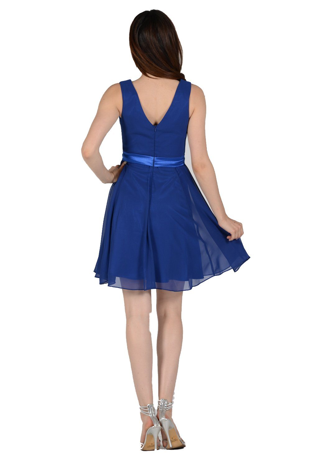 Ivory Short Knee Length Chiffon Dress by Poly USA - product image 8