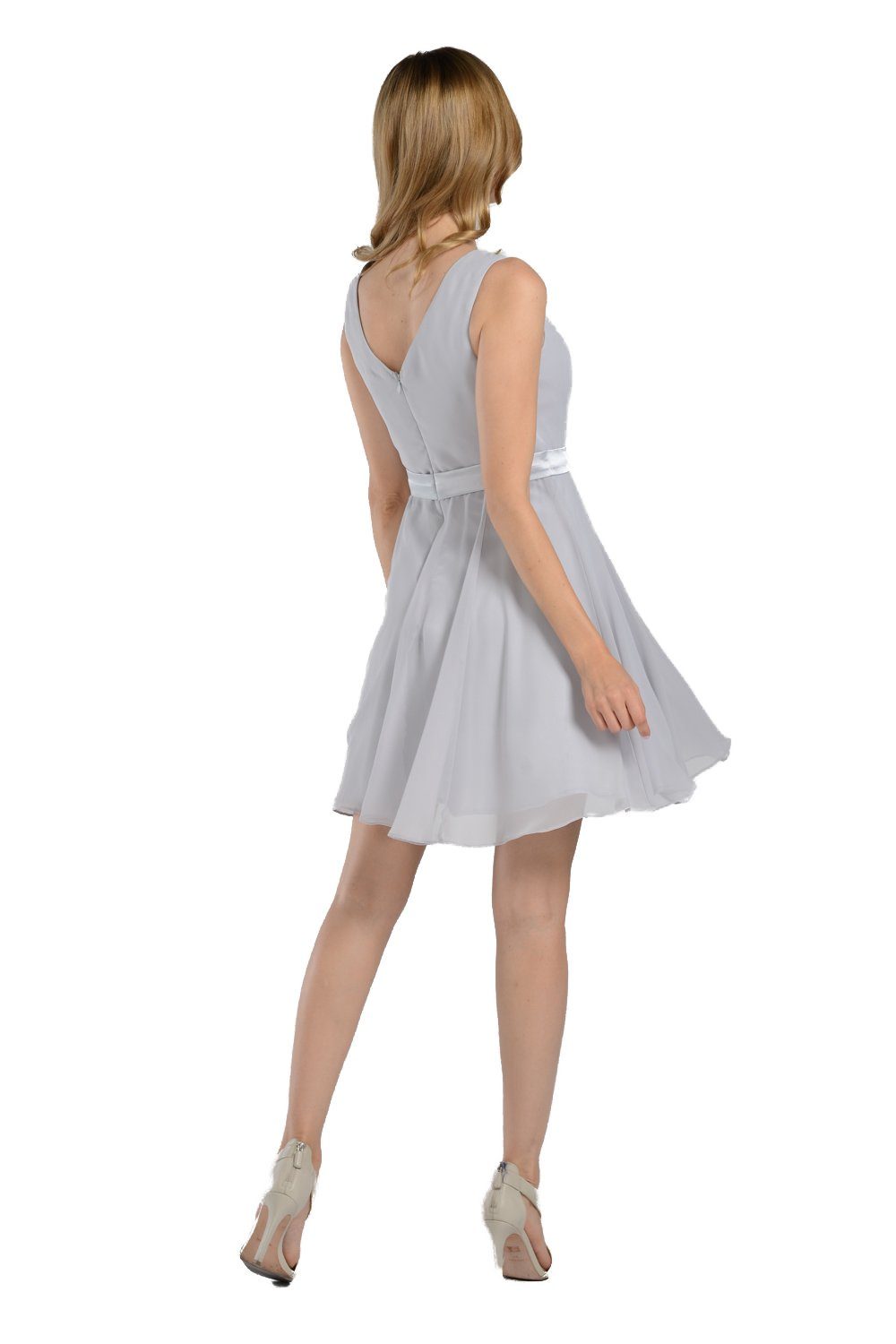 Ivory Short Knee Length Chiffon Dress by Poly USA - product image 10