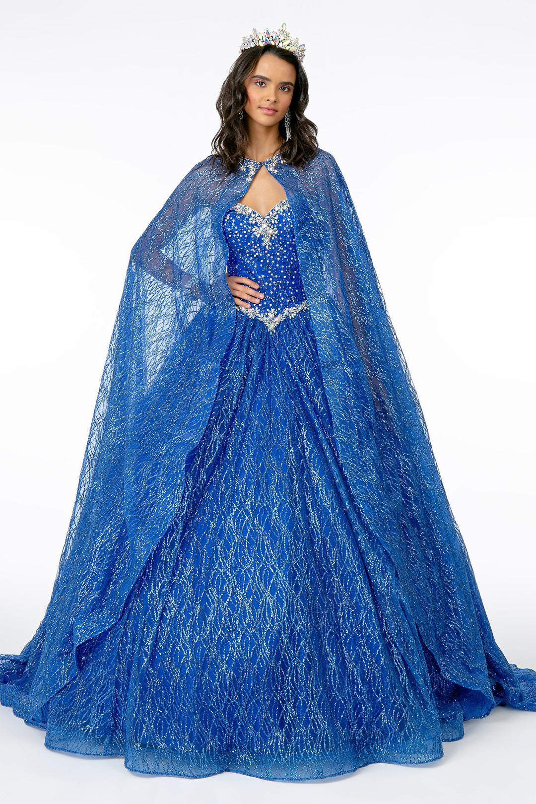 Jeweled Strapless Cape Ball Gown by Elizabeth K GL2801 - product image 1