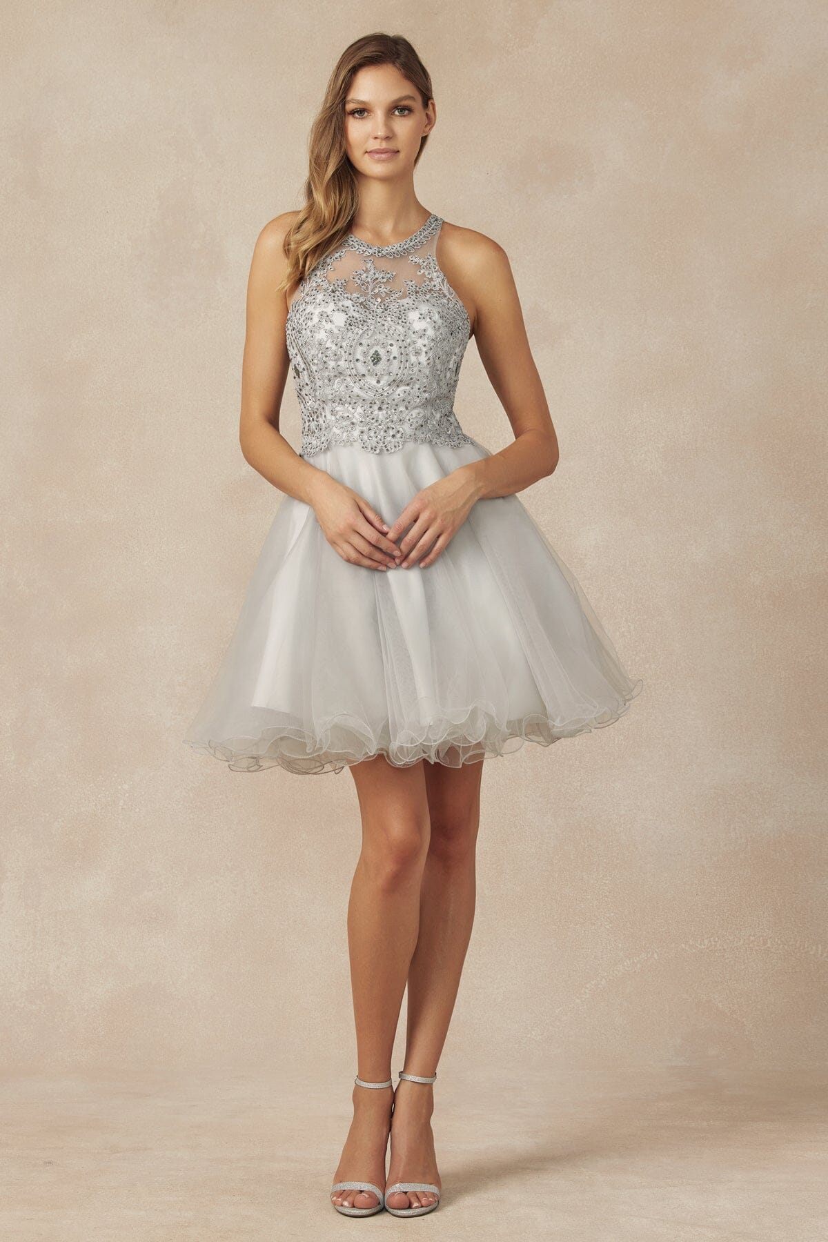 Lace Applique Short Halter Dress by Juliet 826 - product image 14