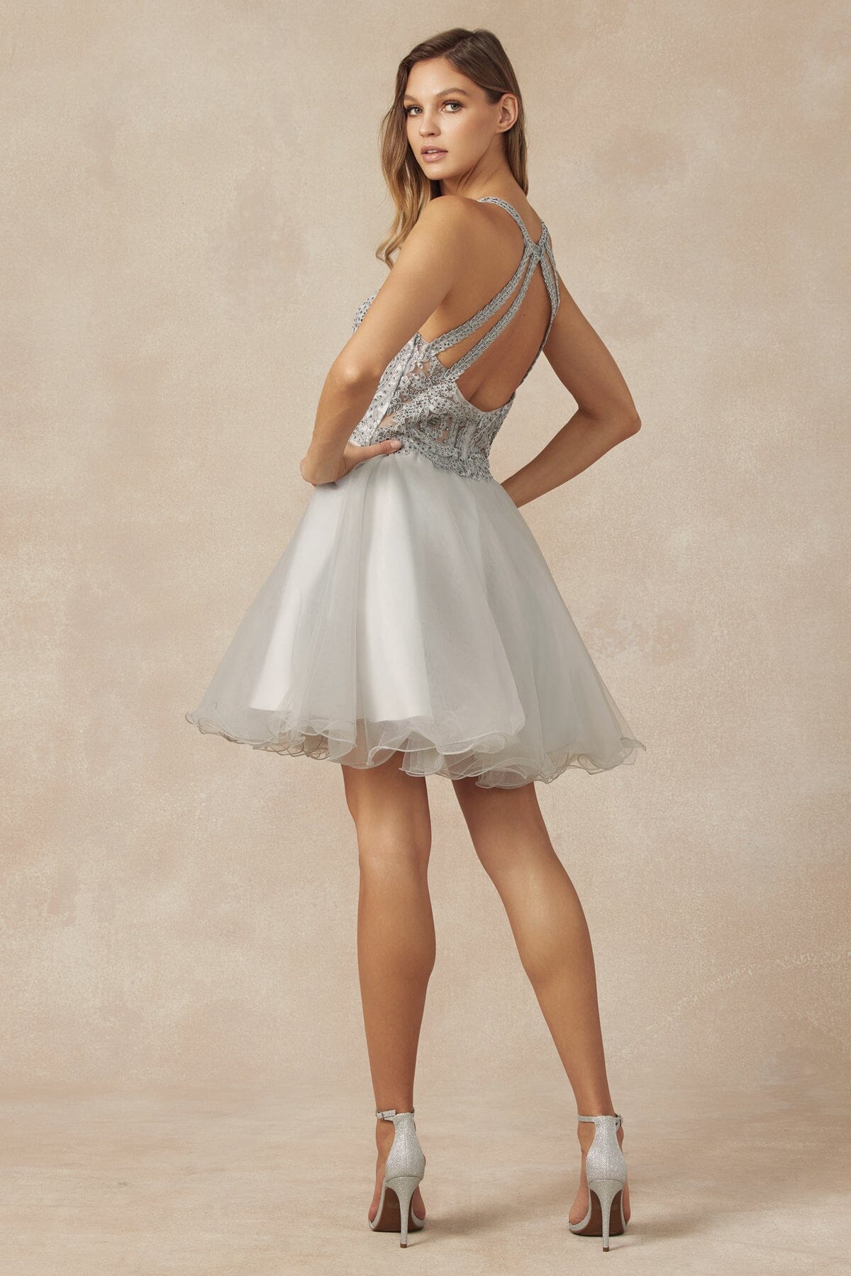 Lace Applique Short Halter Dress by Juliet 826 - product image 13