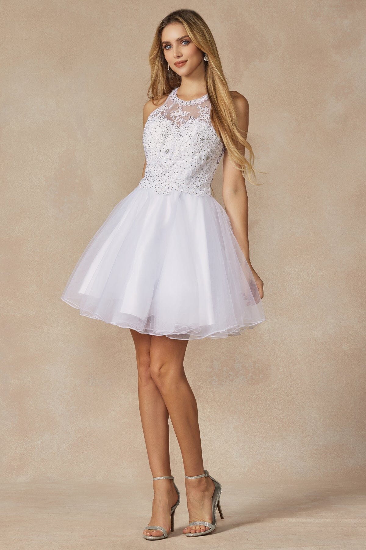 Lace Applique Short Halter Dress by Juliet 826 - product image 11