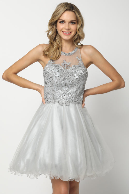 Lace Applique Short Halter Dress by Juliet 826 - product image 12