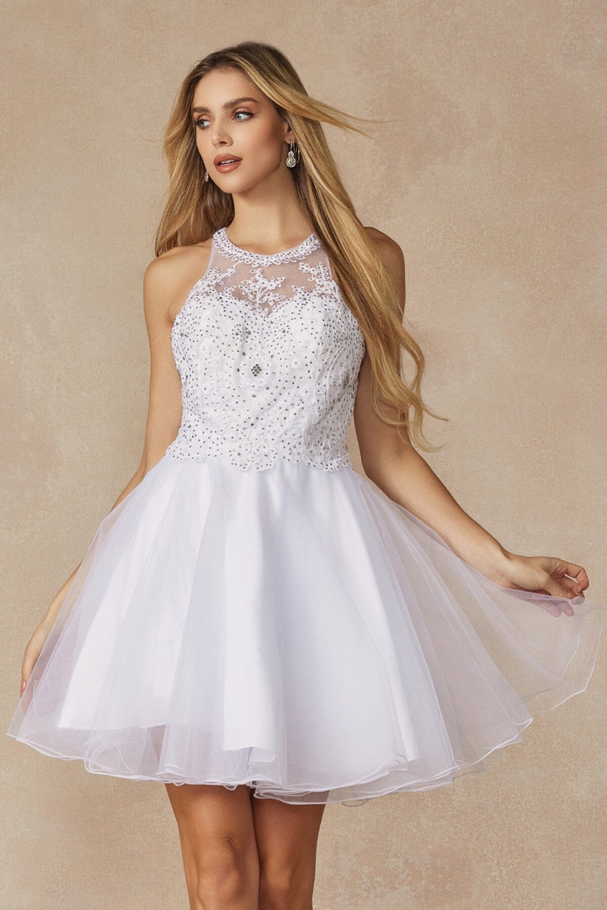 Lace Applique Short Halter Dress by Juliet 826 - product image 8