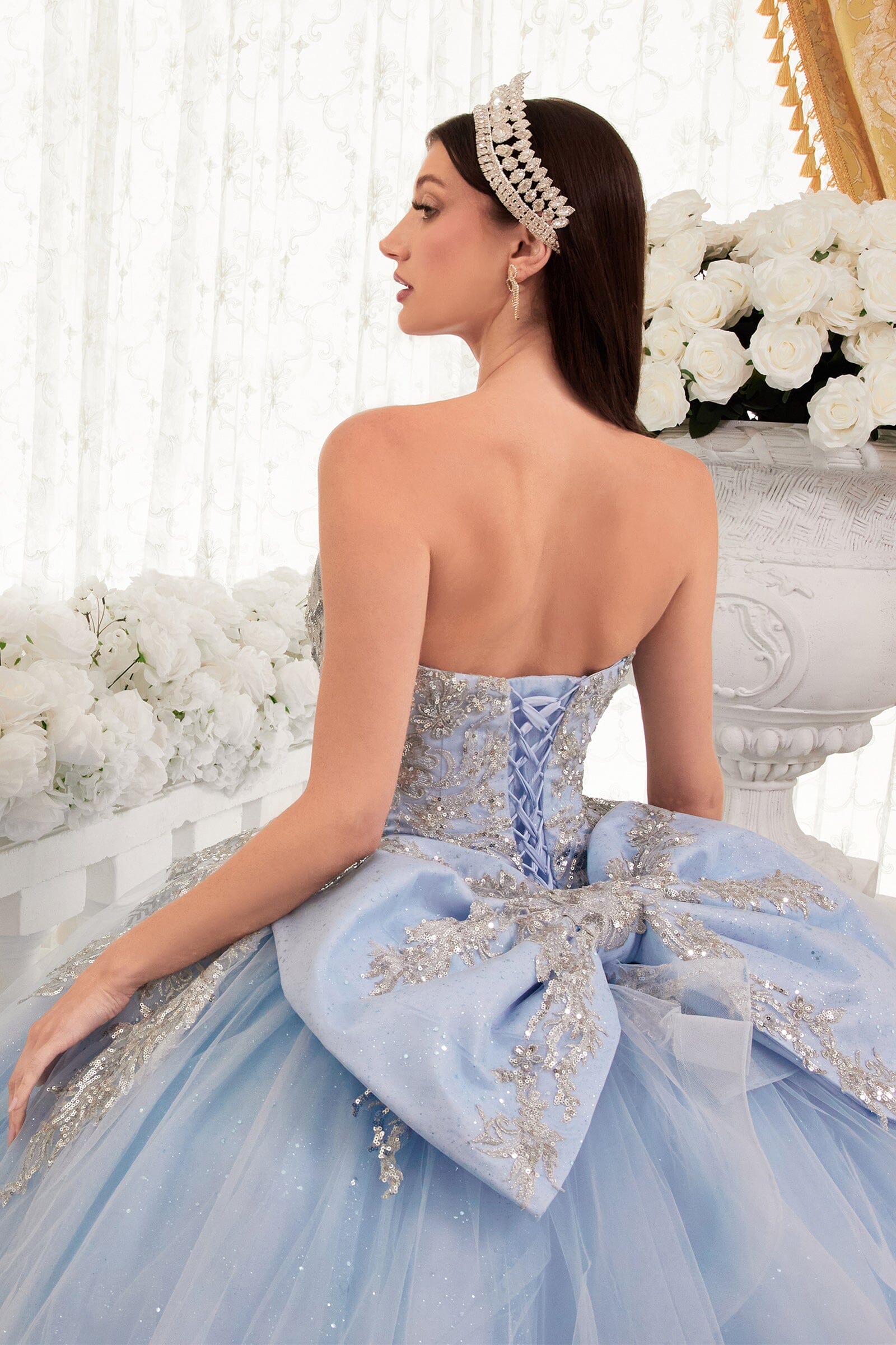 Lace Applique Strapless Ball Gown by Ladivine 15715 - product image 4