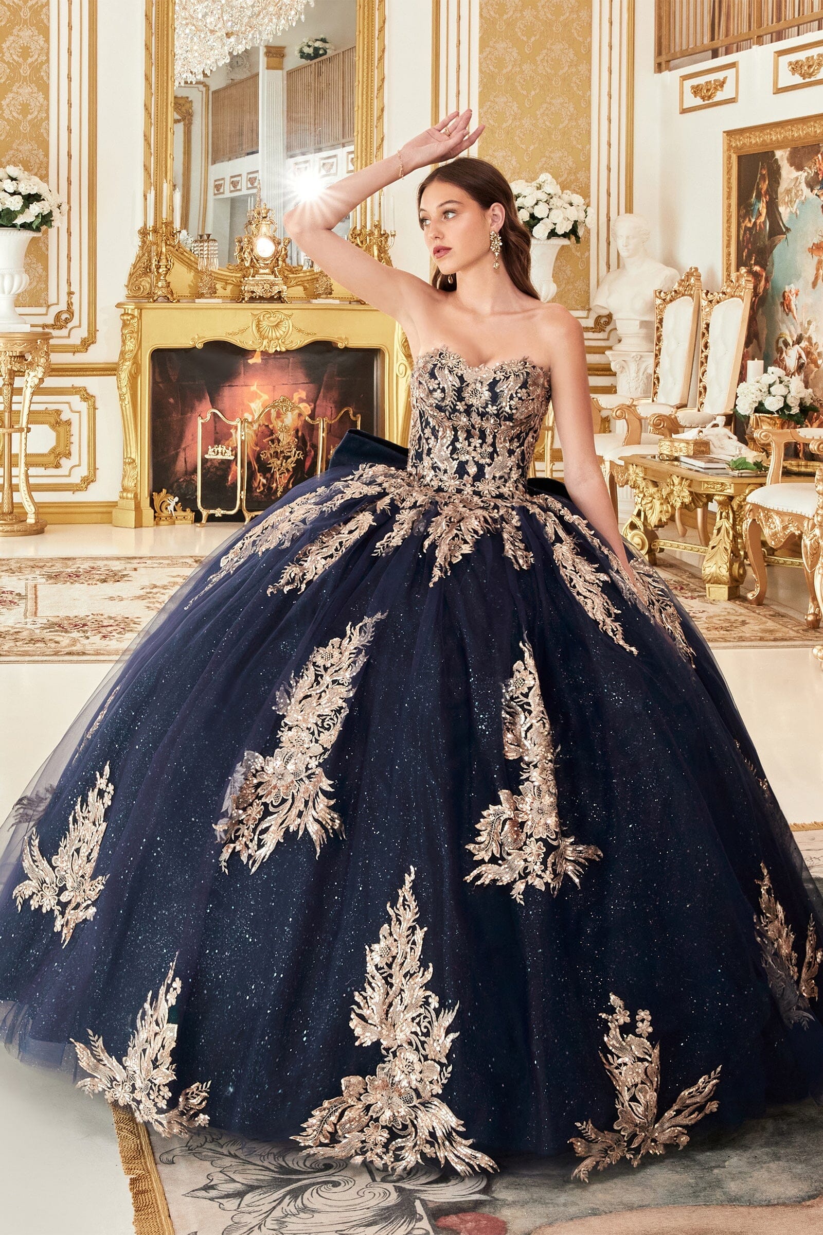 Lace Applique Strapless Ball Gown by Ladivine 15715 - product image 5