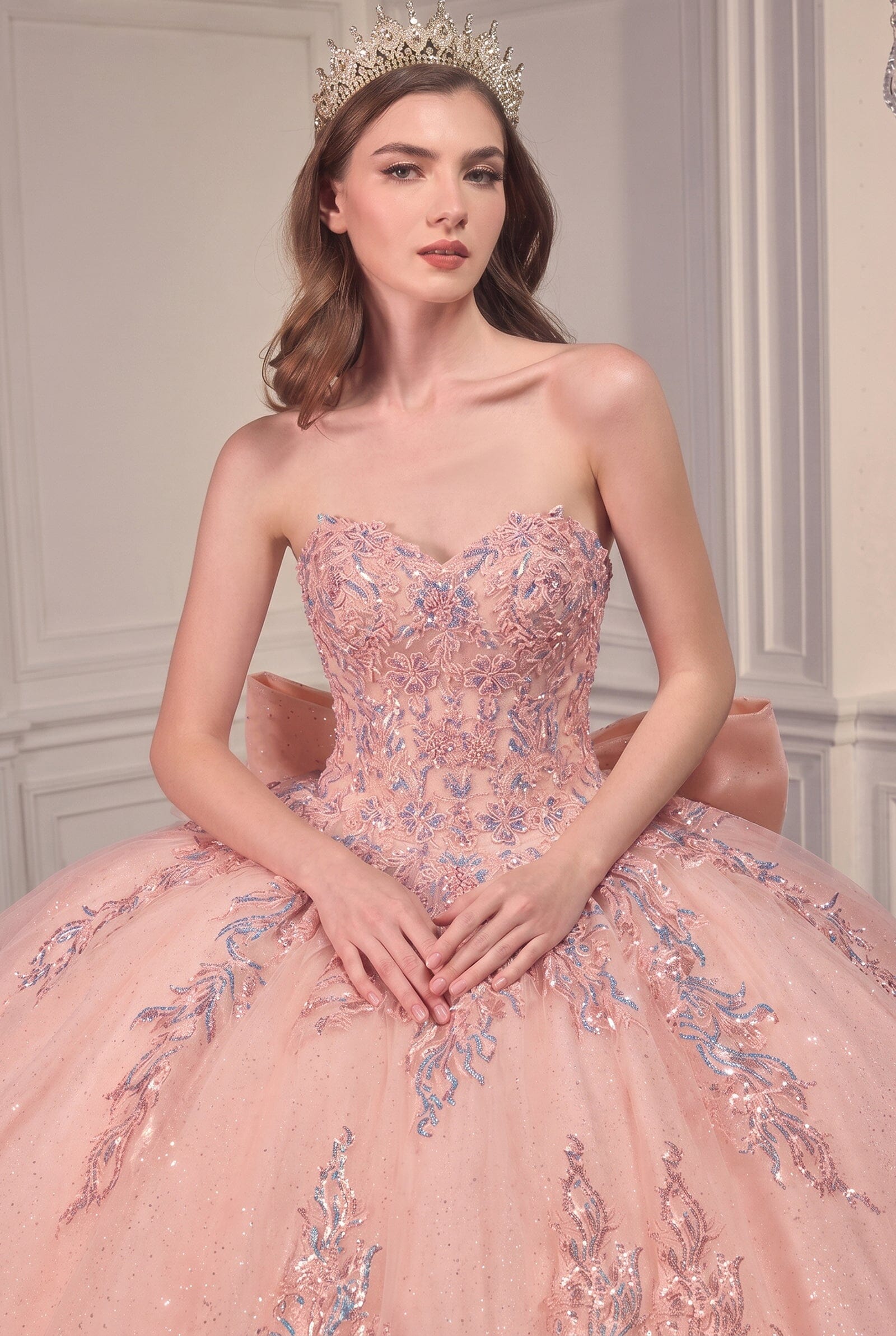 Lace Applique Strapless Ball Gown by Ladivine 15715 - product image 3