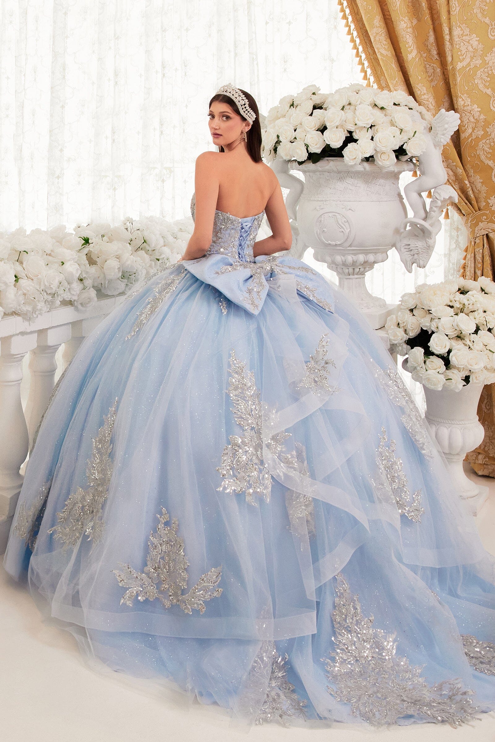 Lace Applique Strapless Ball Gown by Ladivine 15715 - product image 8