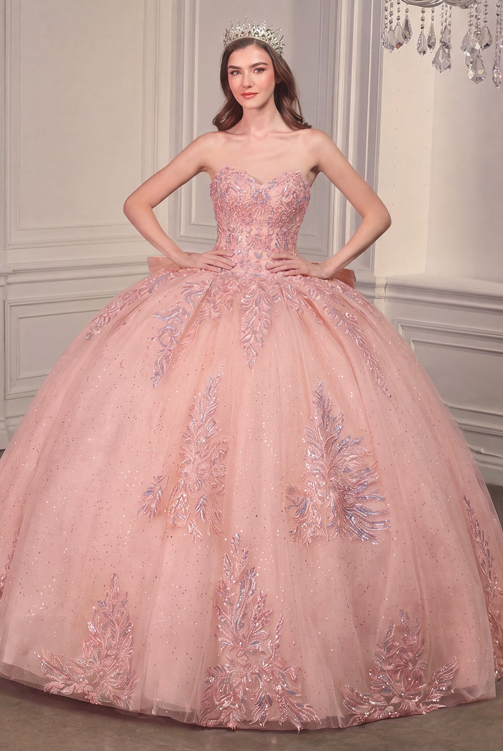 Lace Applique Strapless Ball Gown by Ladivine 15715 - product image 6