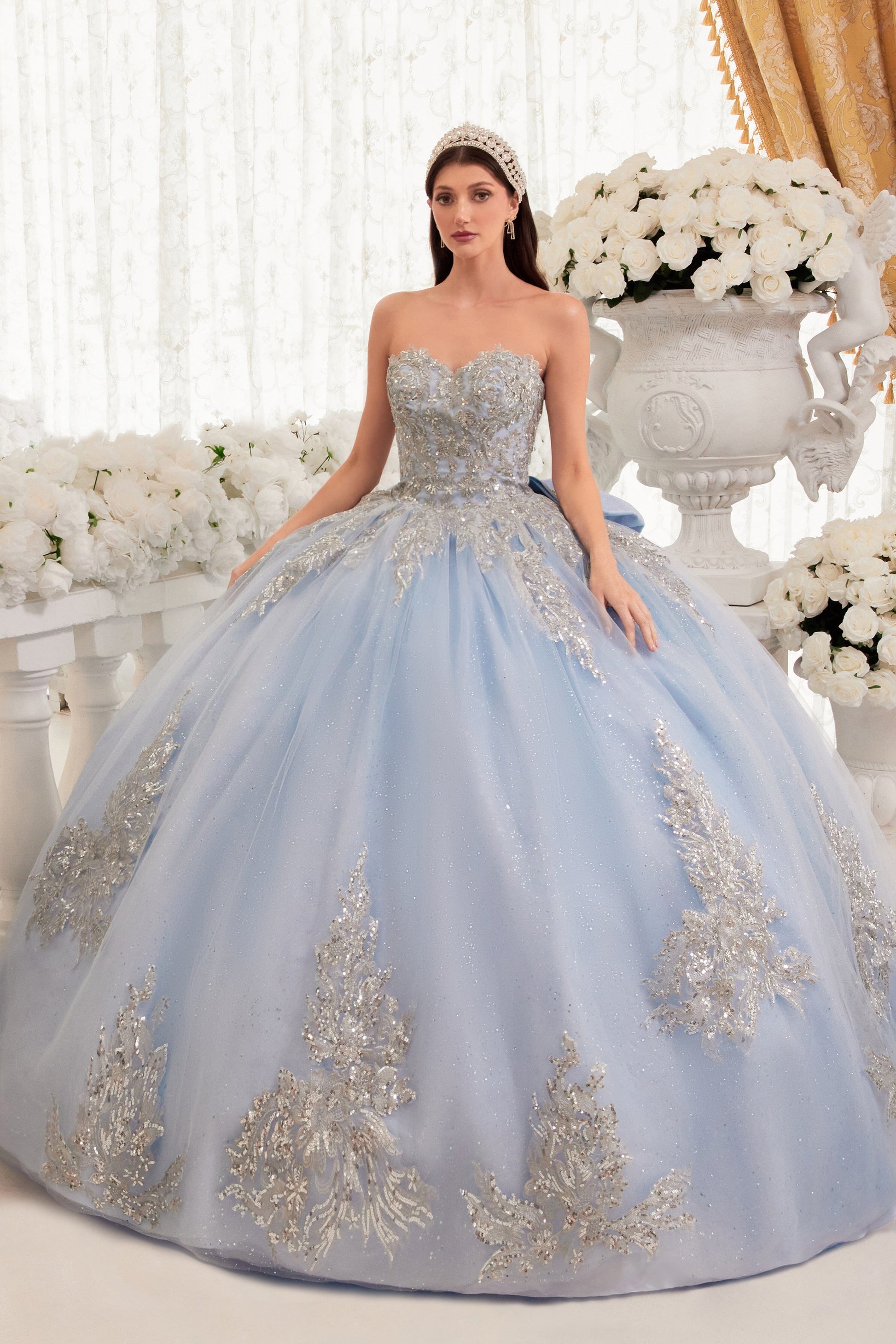Lace Applique Strapless Ball Gown by Ladivine 15715 - product image 7