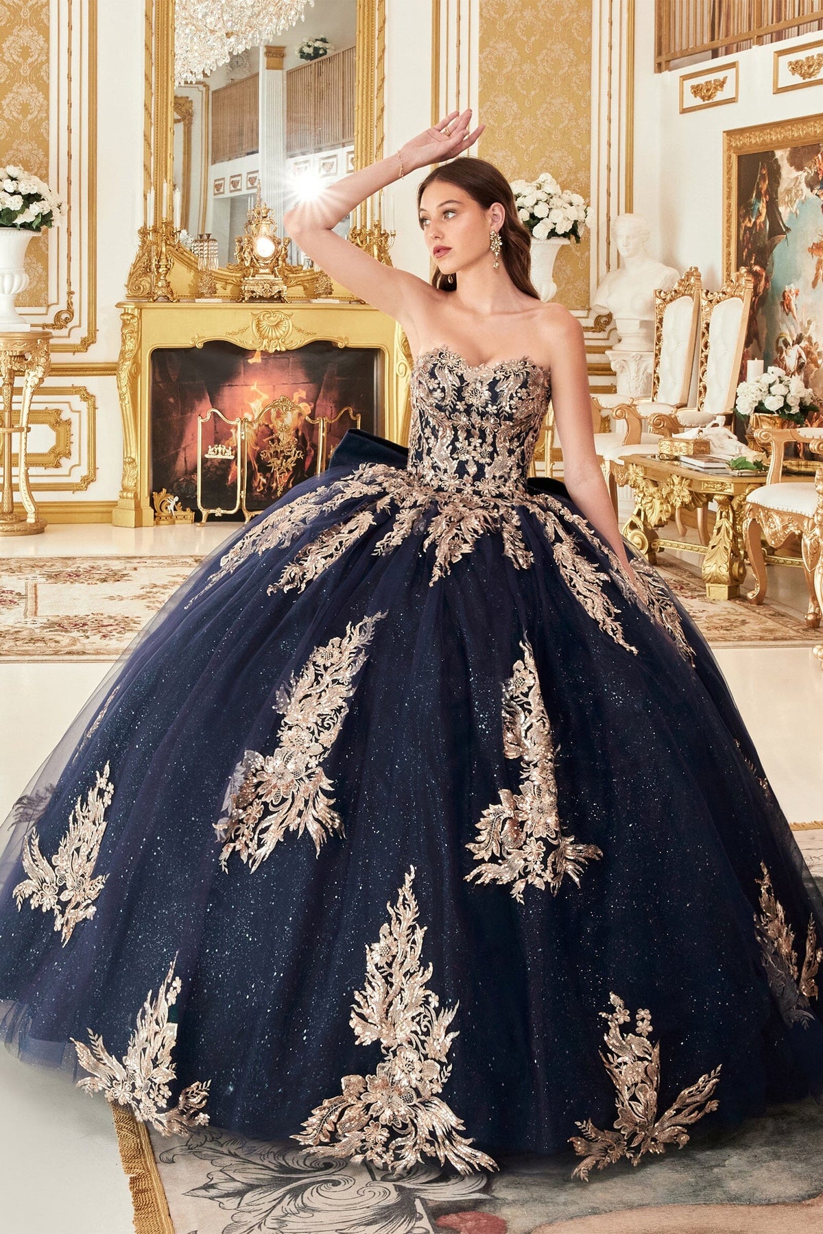 Lace Applique Strapless Ball Gown by Ladivine 15715 - product image 1