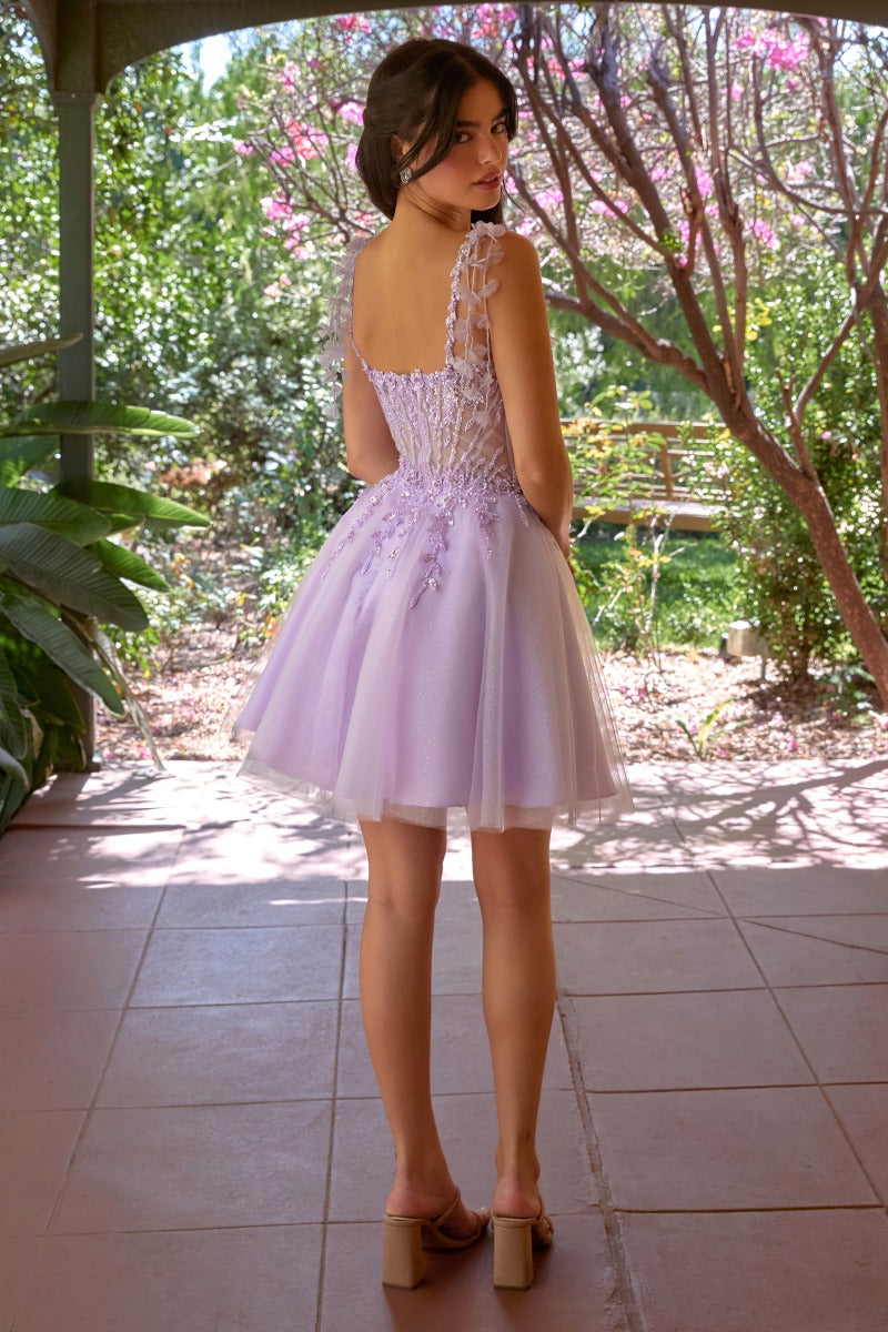 CD0249 floral tulle dress in LAVENDER