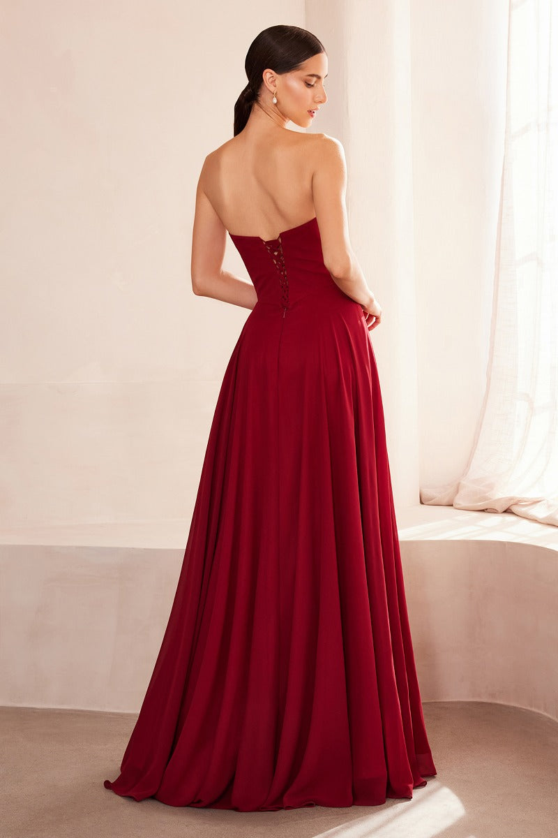 LaDivine T703 gown in BURGUNDY