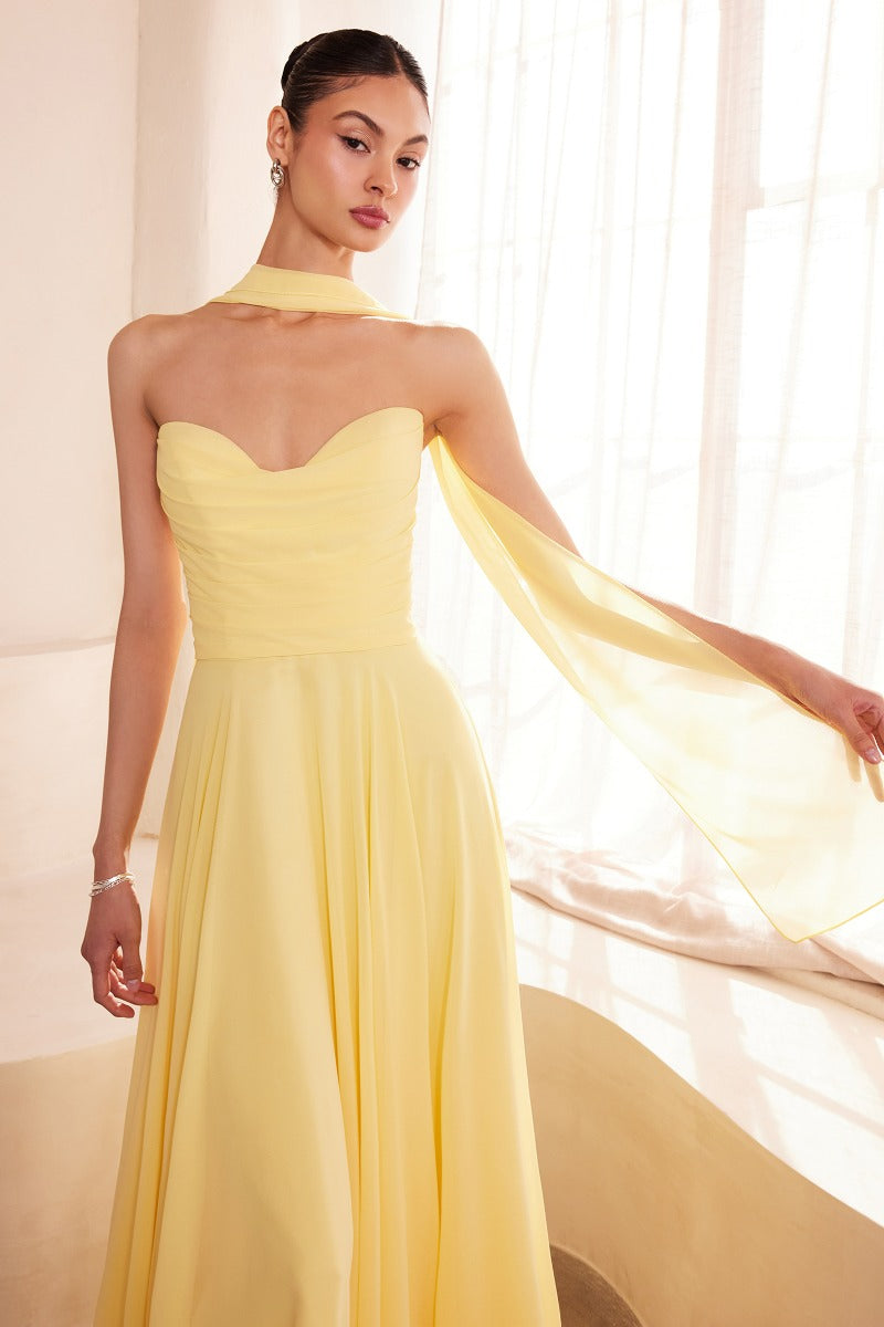 LaDivine T703 gown in LT YELLOW