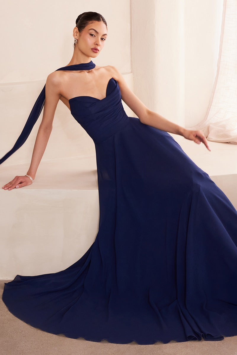 LaDivine T703 gown in NAVY