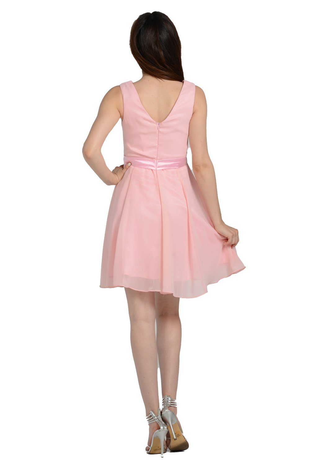 Lilac Short Knee Length Chiffon Dress by Poly USA - product image 8