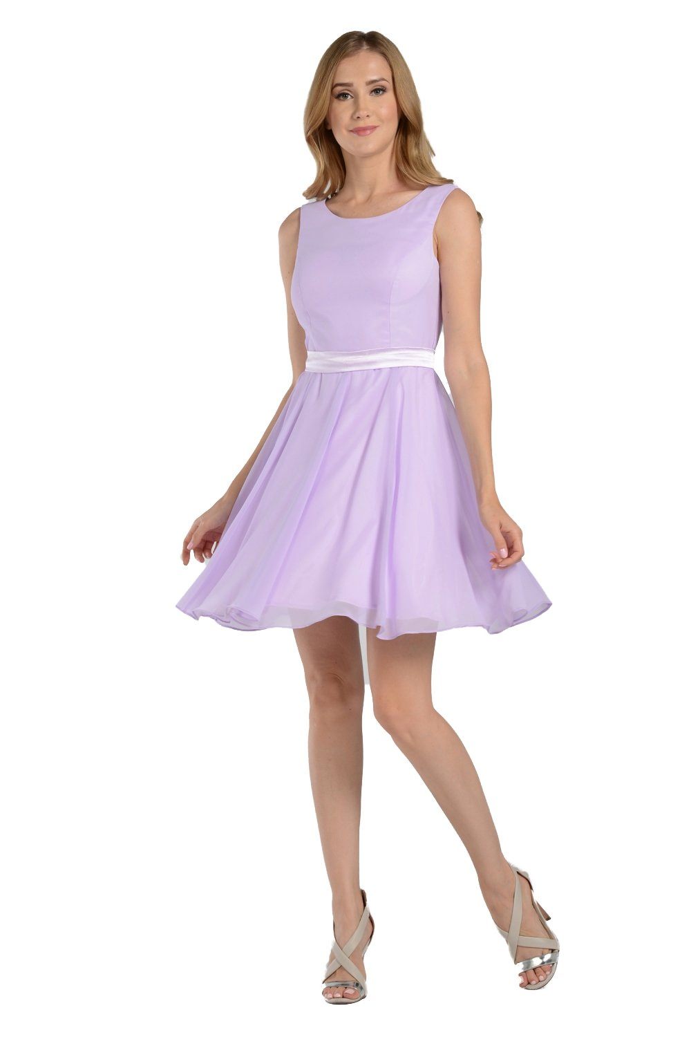 Lilac Short Knee Length Chiffon Dress by Poly USA - product image 1