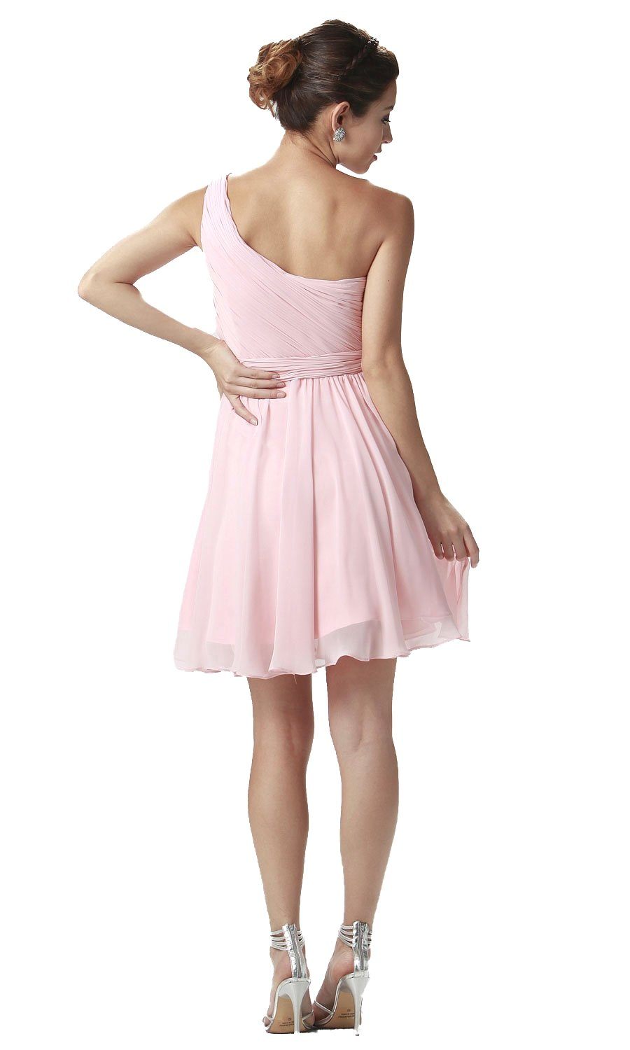 Lilac Short One Shoulder Ruched Dress by Poly USA - product image 4