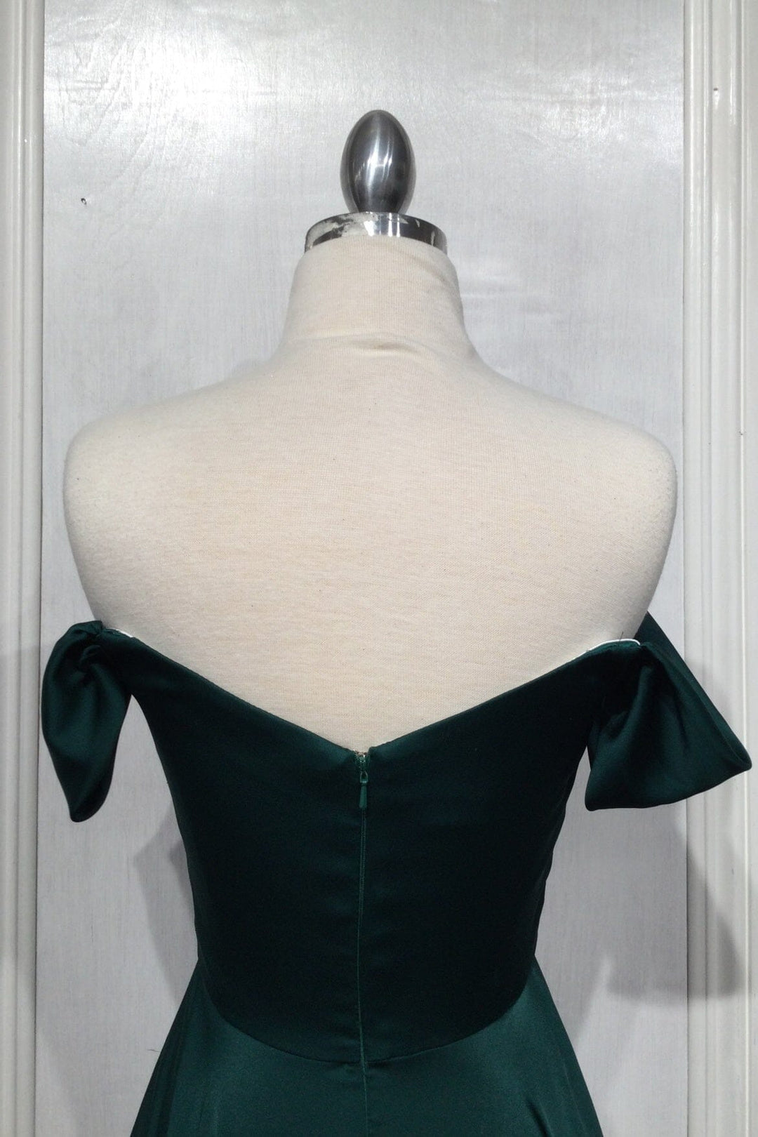 Long Off Shoulder A-line Satin Dress by Ladivine 7493 - image 2