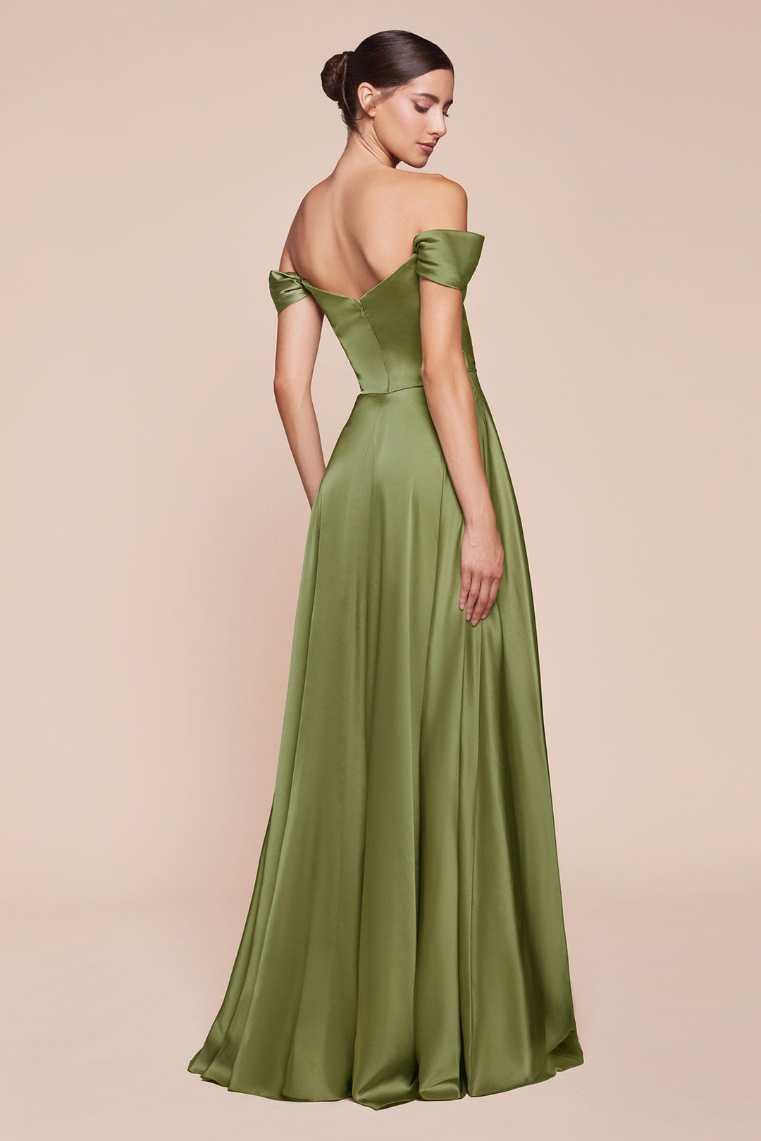 Long Off Shoulder A-line Satin Dress by Ladivine 7493 - image 30