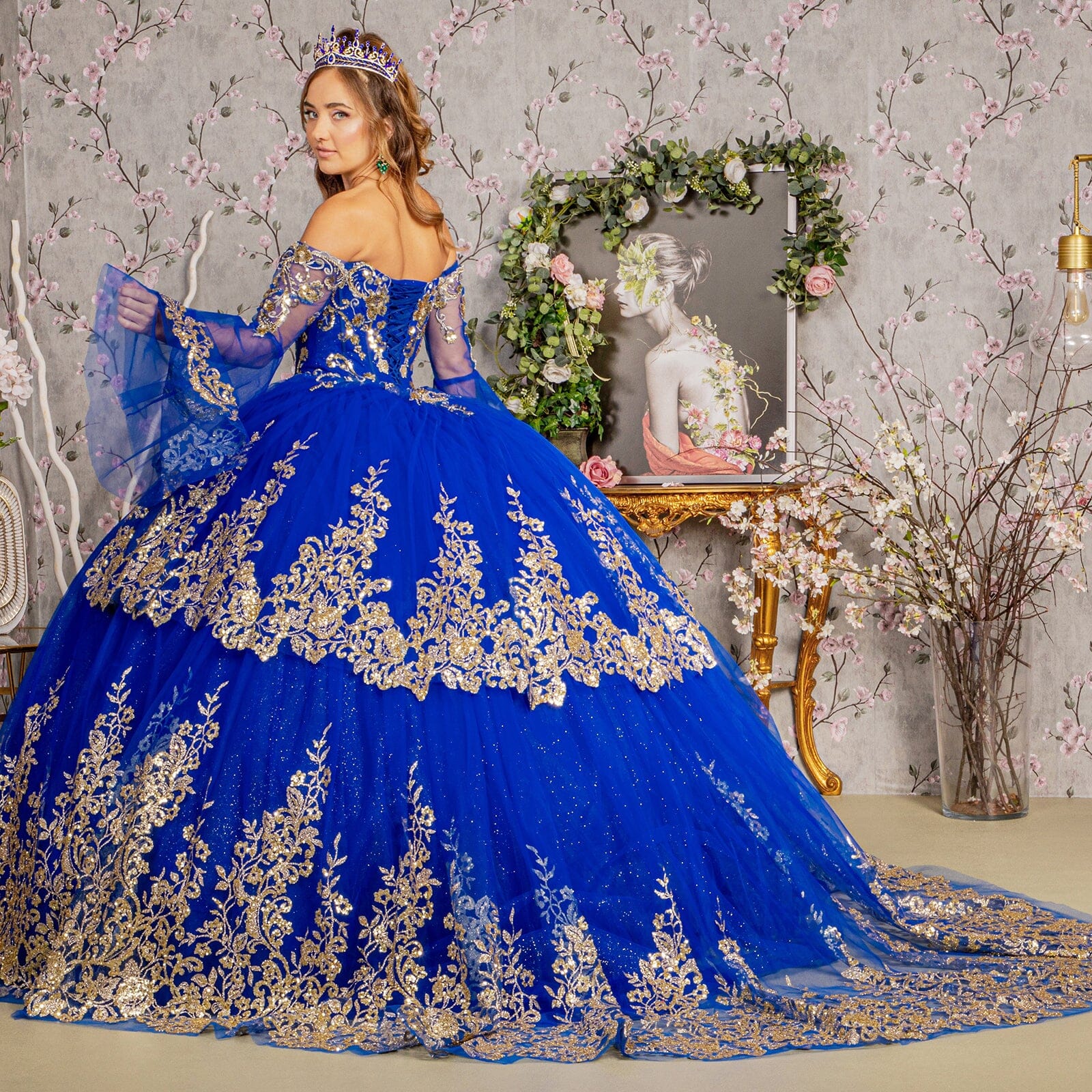 Long Sleeve Off Shoulder Ball Gown by Elizabeth K GL3184 - product image 2
