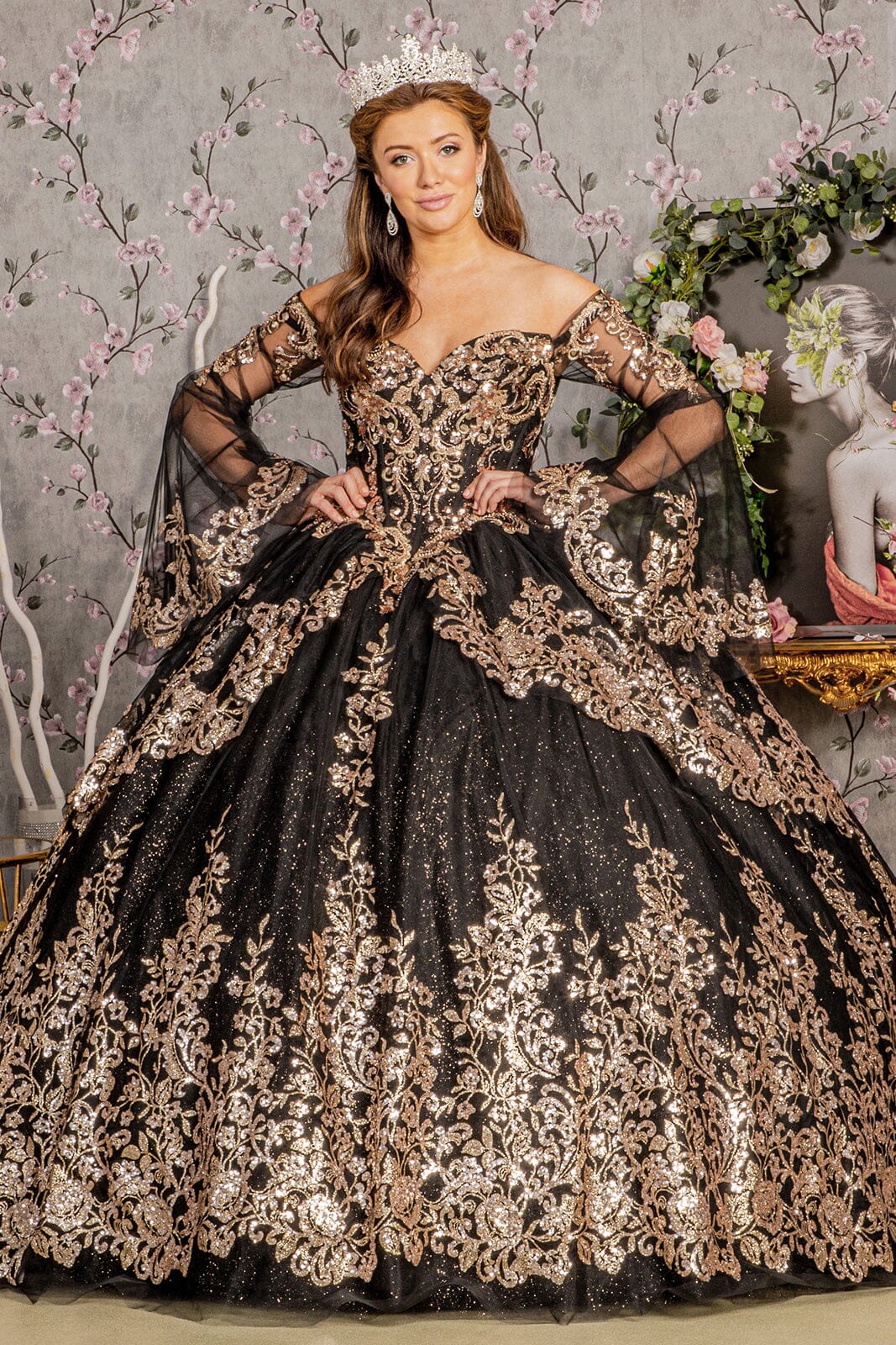 Long Sleeve Off Shoulder Ball Gown by Elizabeth K GL3184 - product image 1