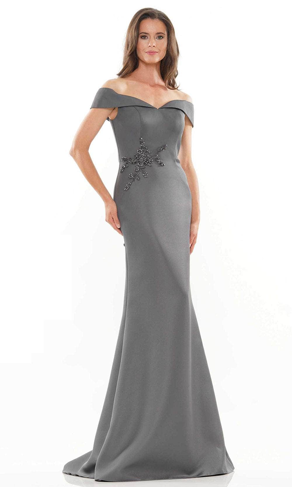 Marsoni by Colors - MV1003 Off Shoulder Jewel Accented Mermaid Gown