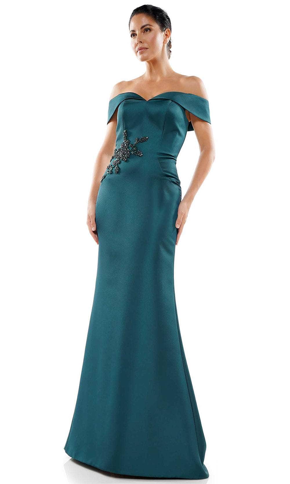 Marsoni by Colors - MV1003 Off Shoulder Jewel Accented Mermaid Gown