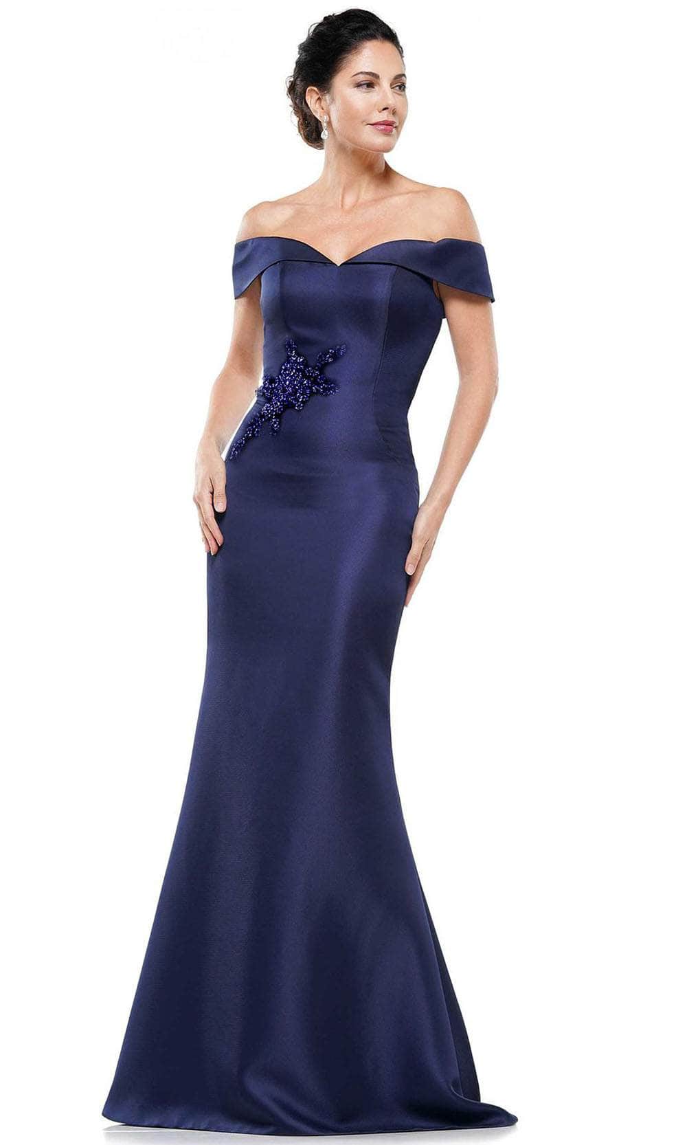 Marsoni by Colors - MV1003 Off Shoulder Jewel Accented Mermaid Gown