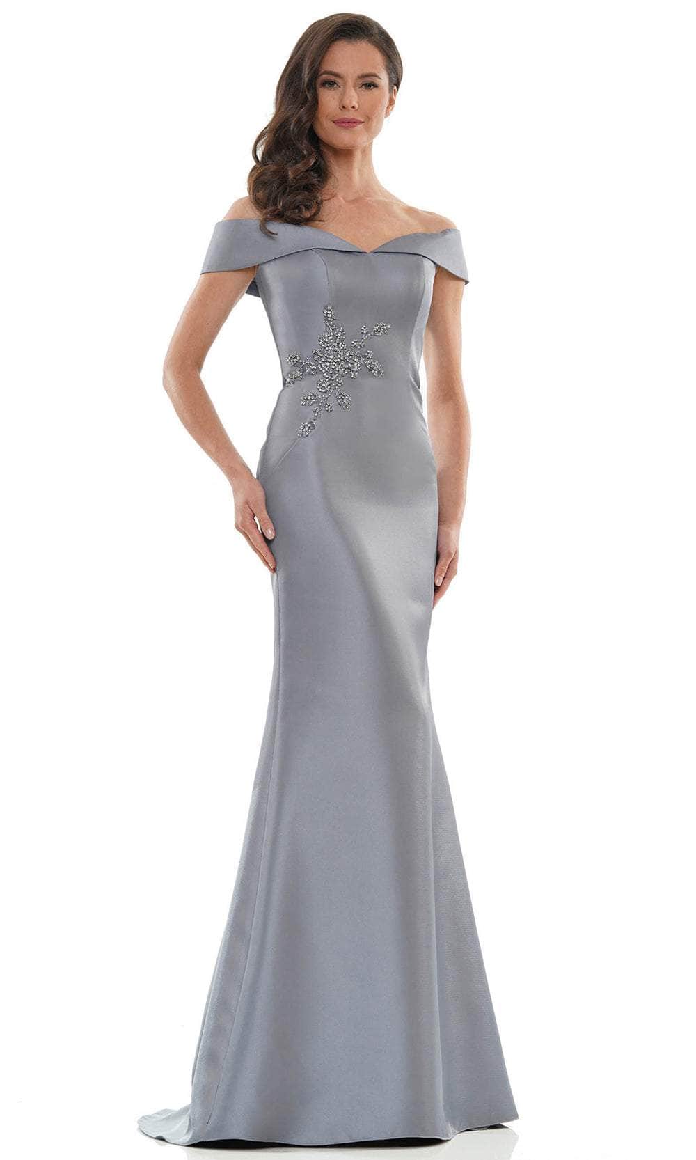 Marsoni by Colors - MV1003 Off Shoulder Jewel Accented Mermaid Gown