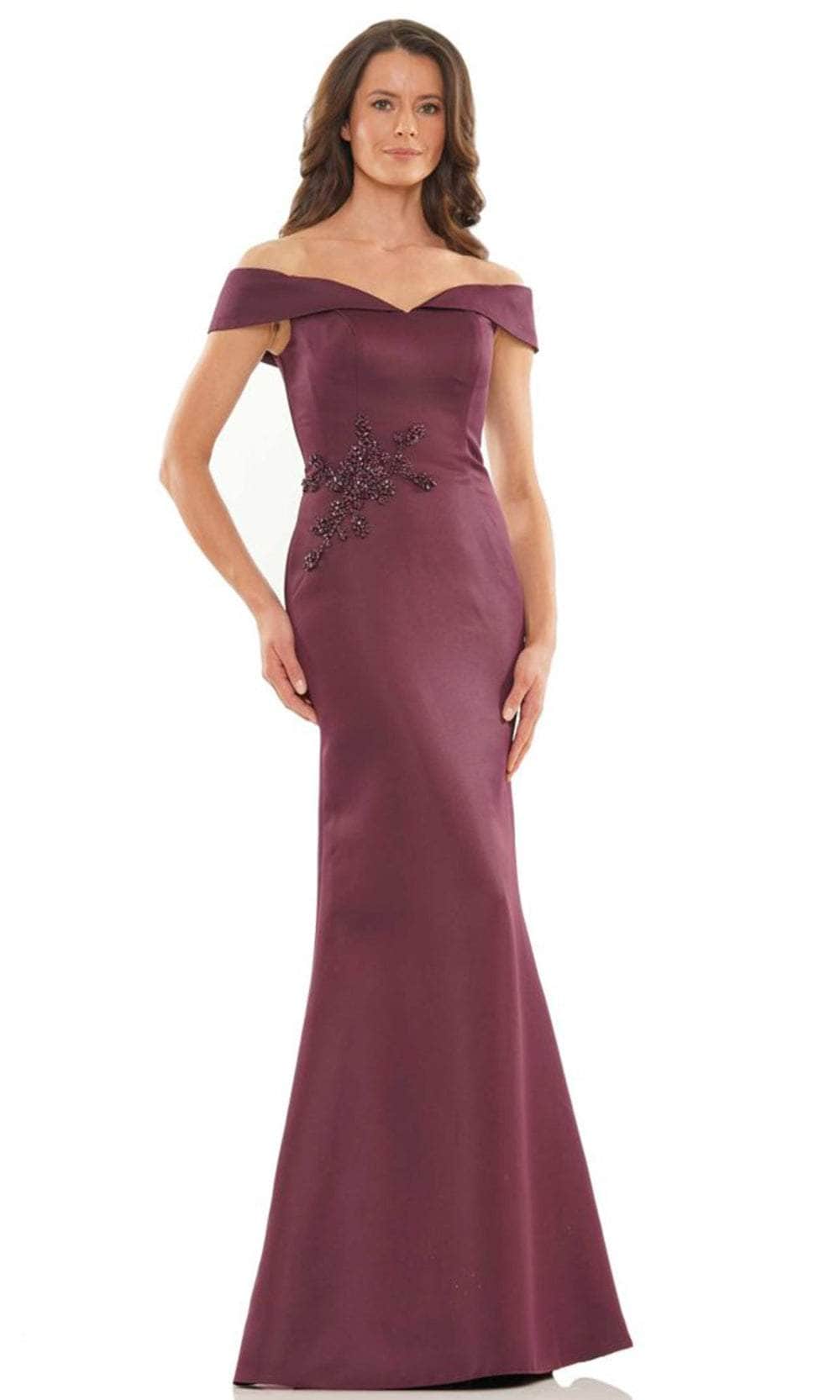 Marsoni by Colors - MV1003 Off Shoulder Jewel Accented Mermaid Gown