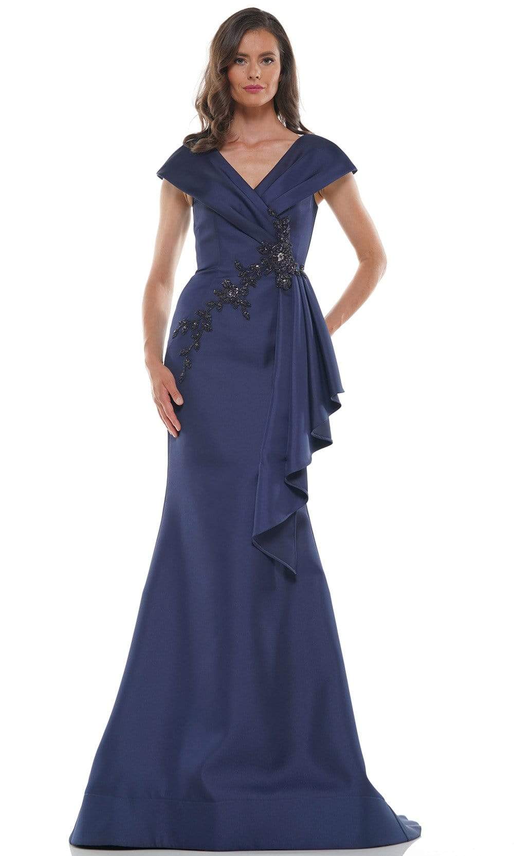 Marsoni by Colors - MV1086 Embellished V Neck Trumpet Dress